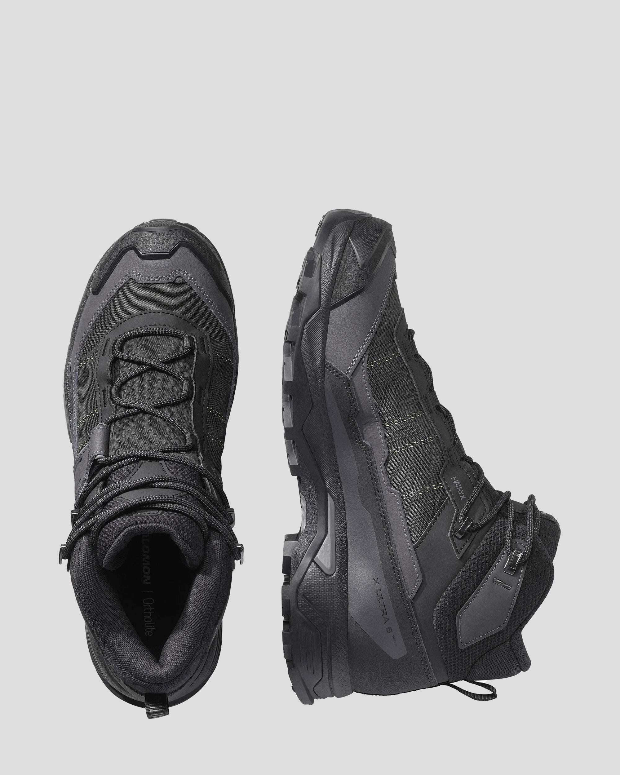 Men's Salomon X Ultra 5 GTX Mid Hiking Boots - Wide - Black/Asphalt/Castlerock - Image 4