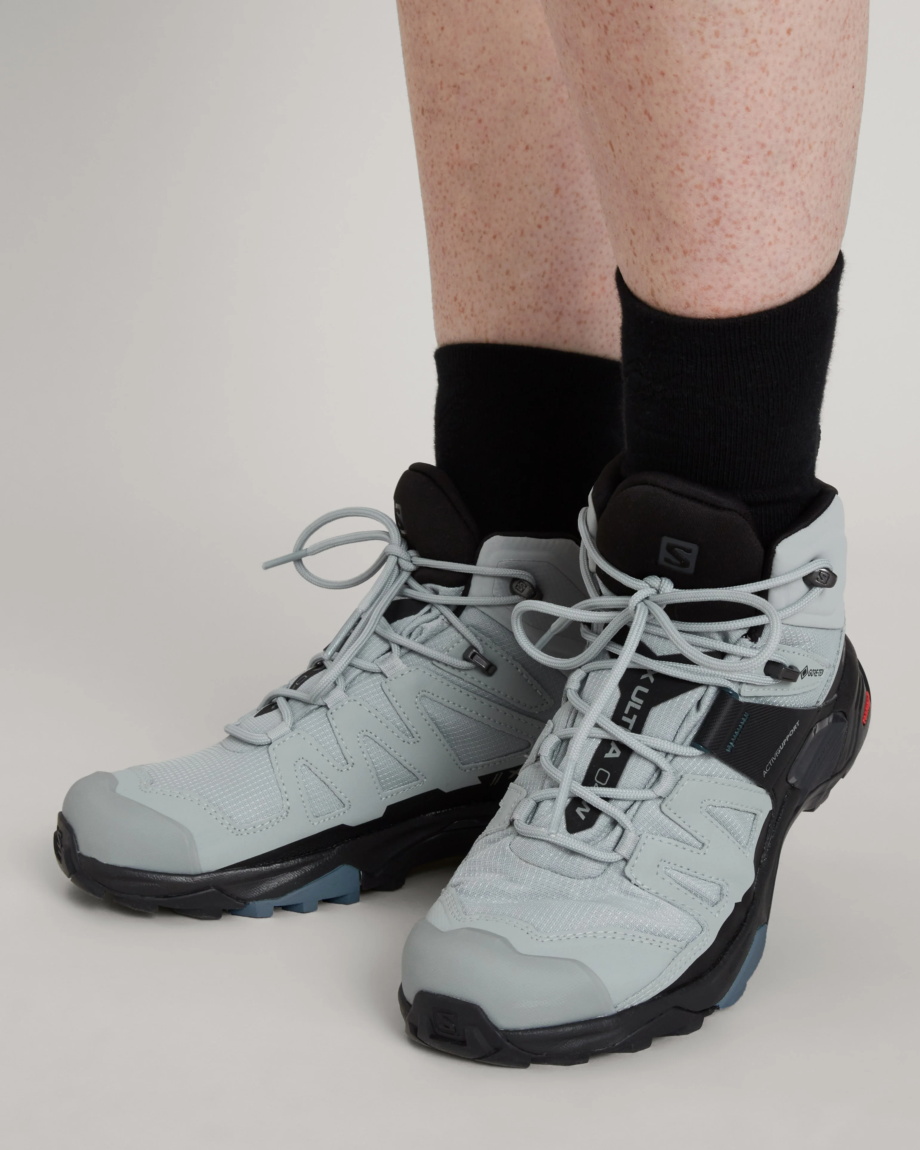Women's Salomon X Ultra 4 GORE-TEX Mid Hiking Boots - Wide - Quarry/Black/Legion Blue - Image 3
