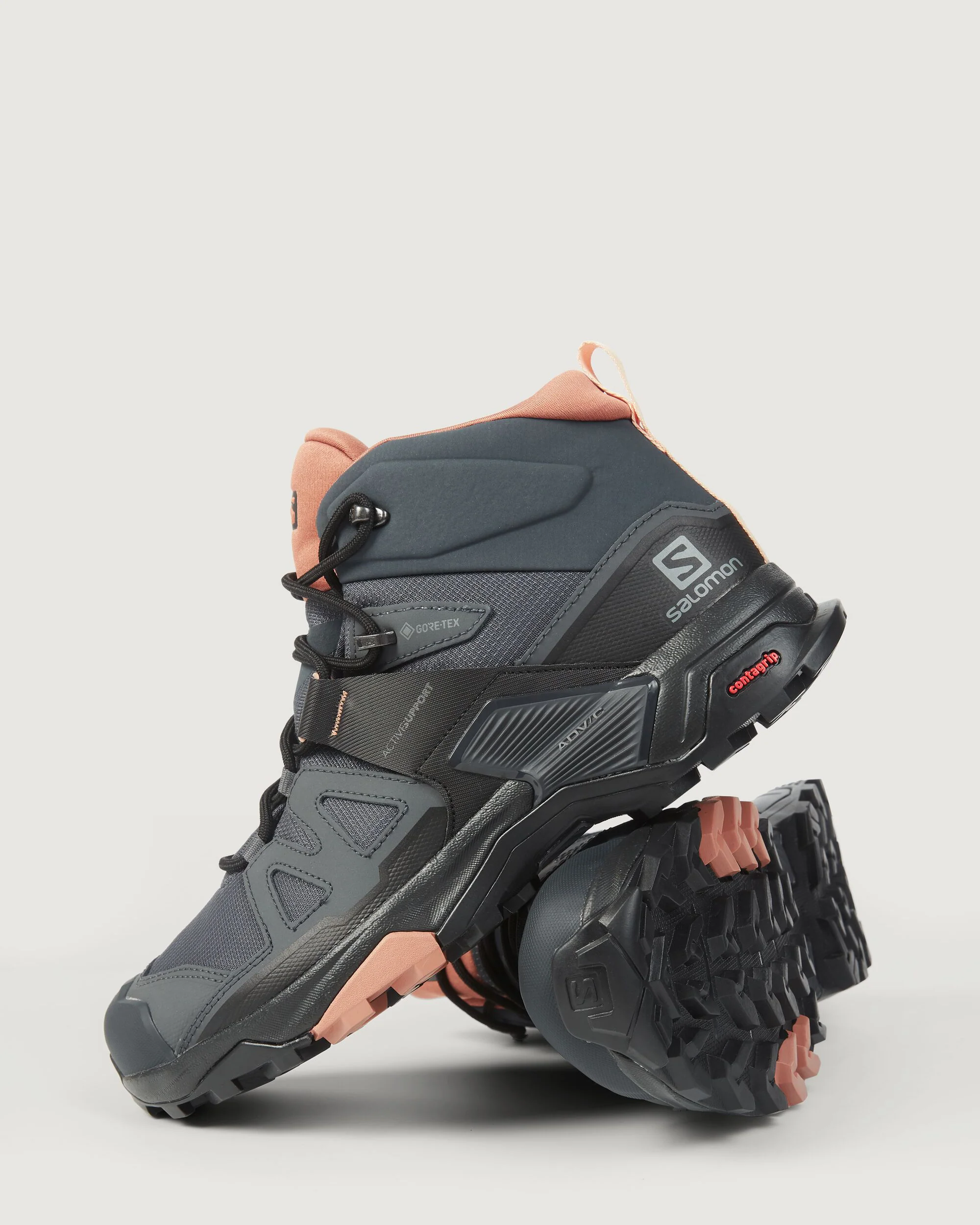 Women's Salomon X Ultra 4 GORE-TEX Mid Hiking Boots - Ebony/Mocha Mousse/Almond Cream - Image 6