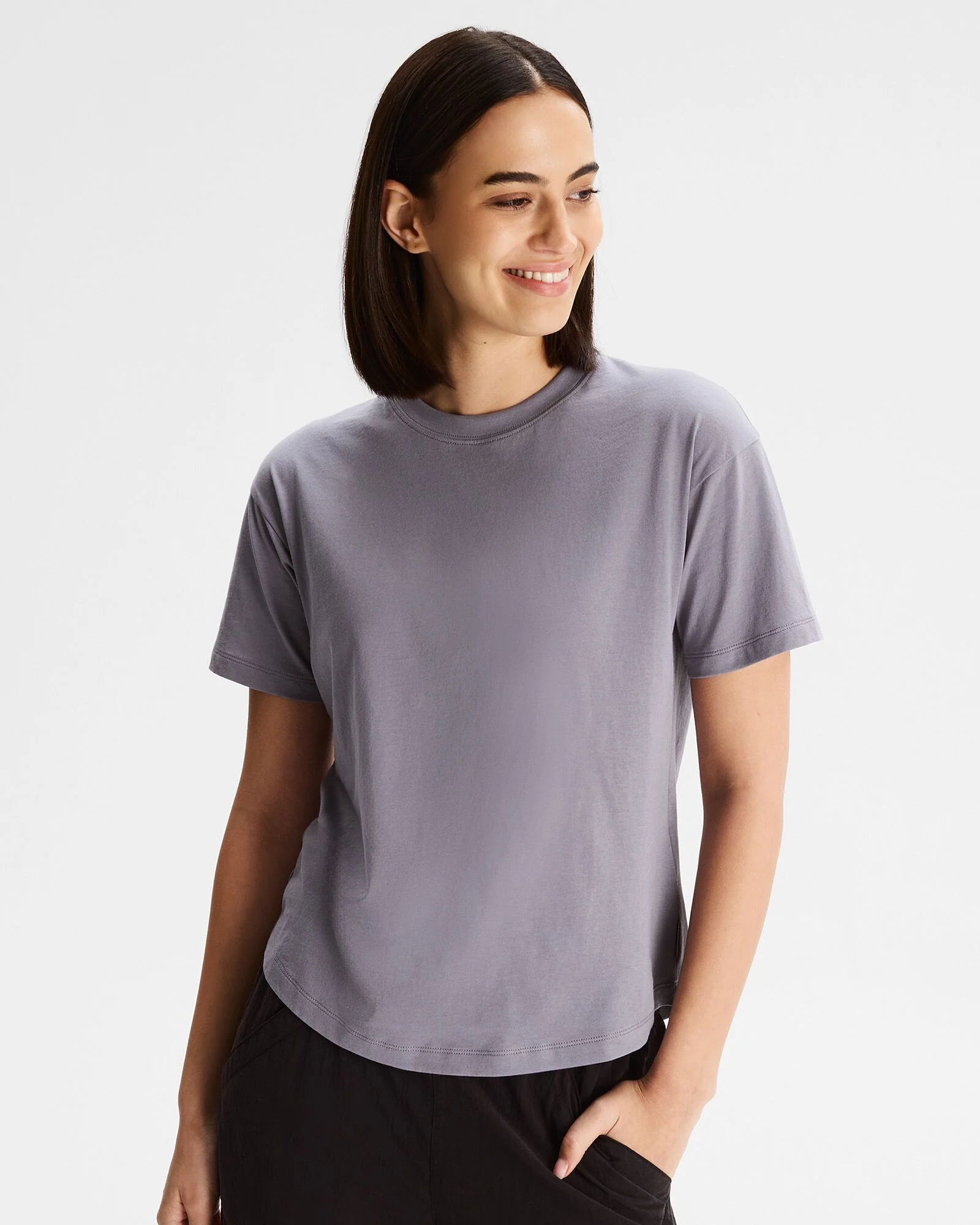 Women's Solid Organic Cotton T-Shirt - Dark Haze - Image 4