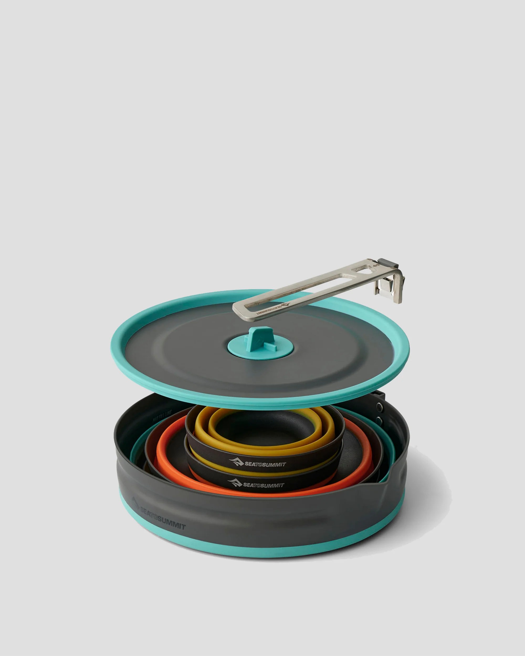 Sea to Summit Frontier UL Collapsible One Pot Cook Set 2.2 L - Aqua Sea/Sulphur/Puffin's Bill - Image 2