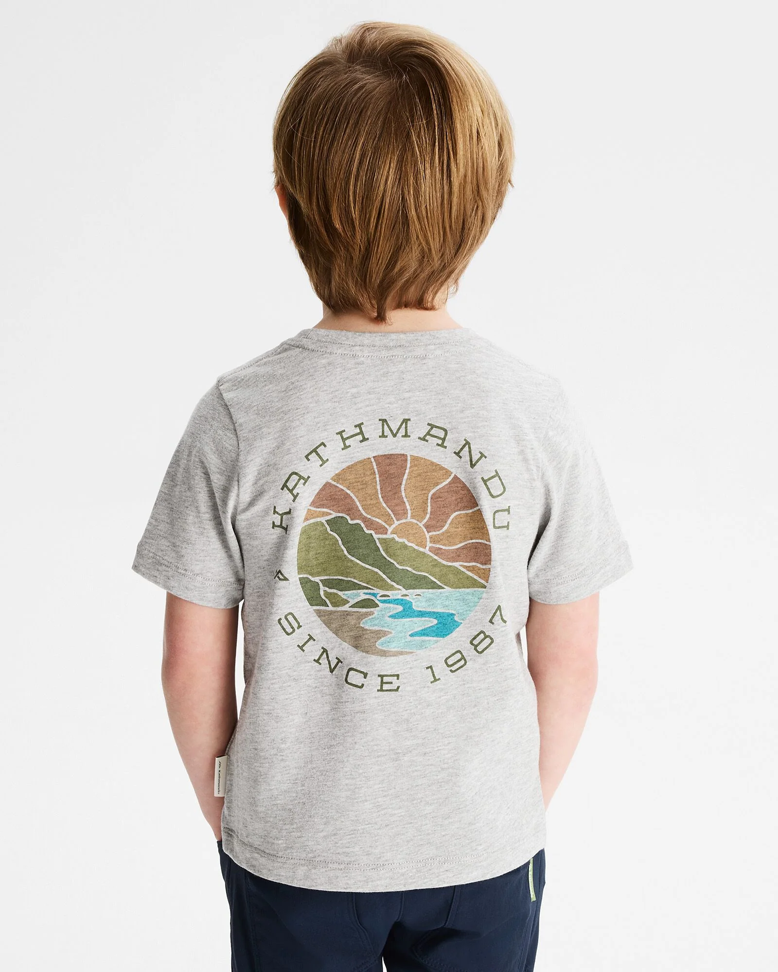Kids' Sunburst Organic Cotton T-shirt - Light Grey Marle - Image 2