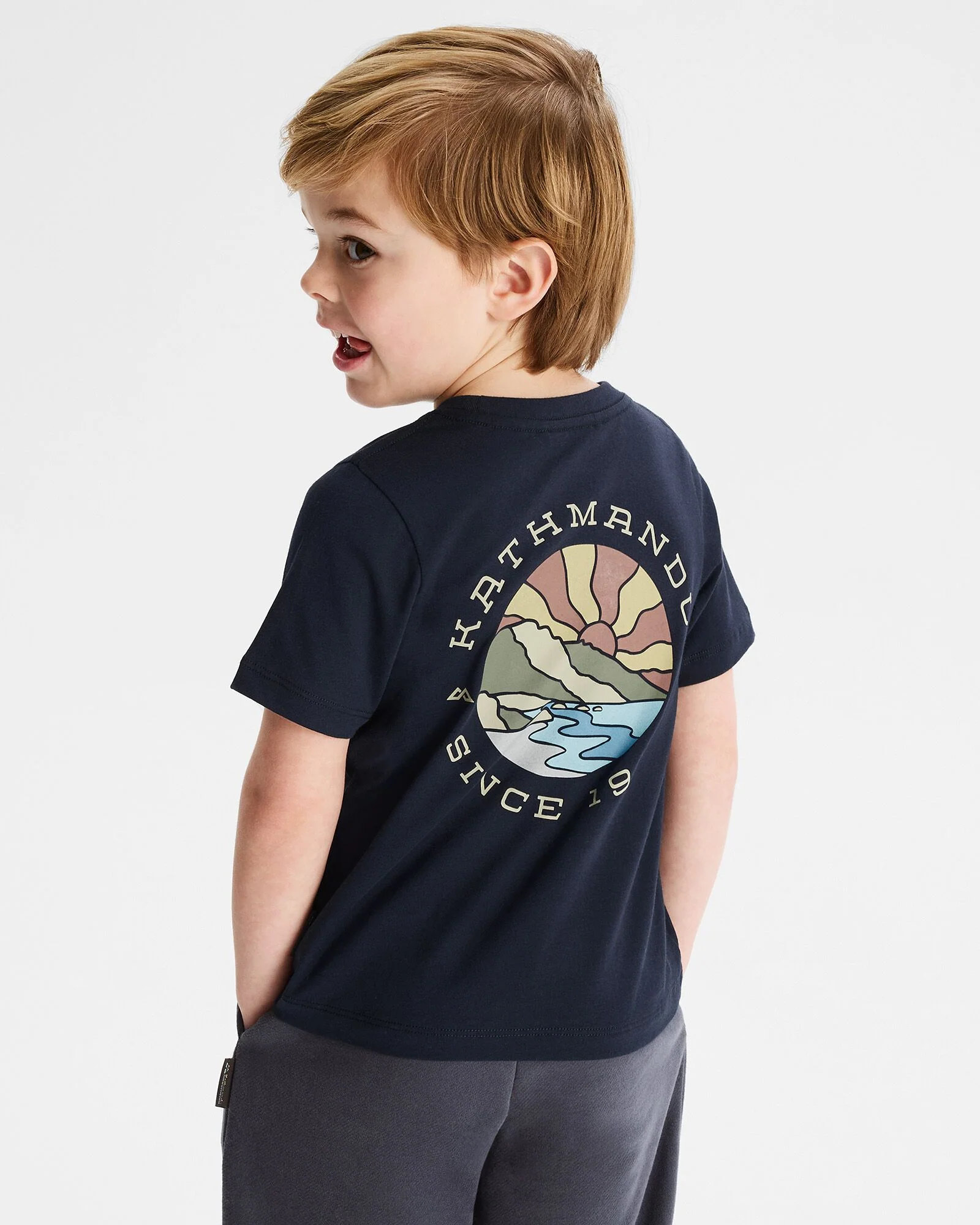 Kids' Sunburst Organic Cotton T-shirt - Pure Navy - Image 2