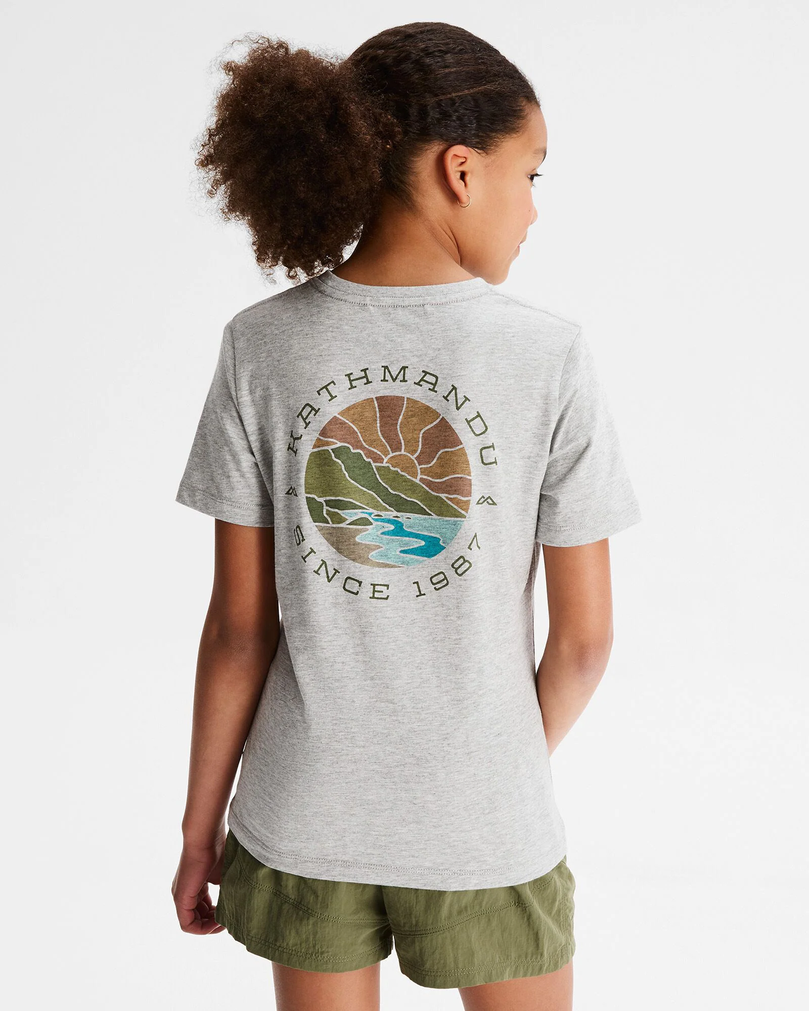 Girls' Sunburst Organic Cotton T-shirt - Light Grey Marle - Image 2