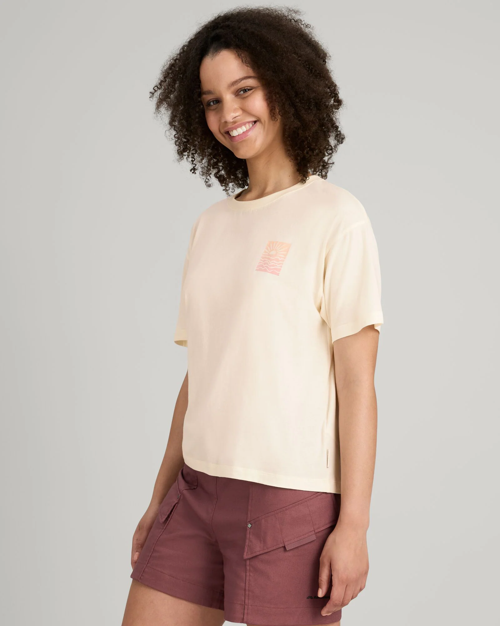 Women's Sunrise Flower Organic Cotton T-shirt - Natural - Image 3