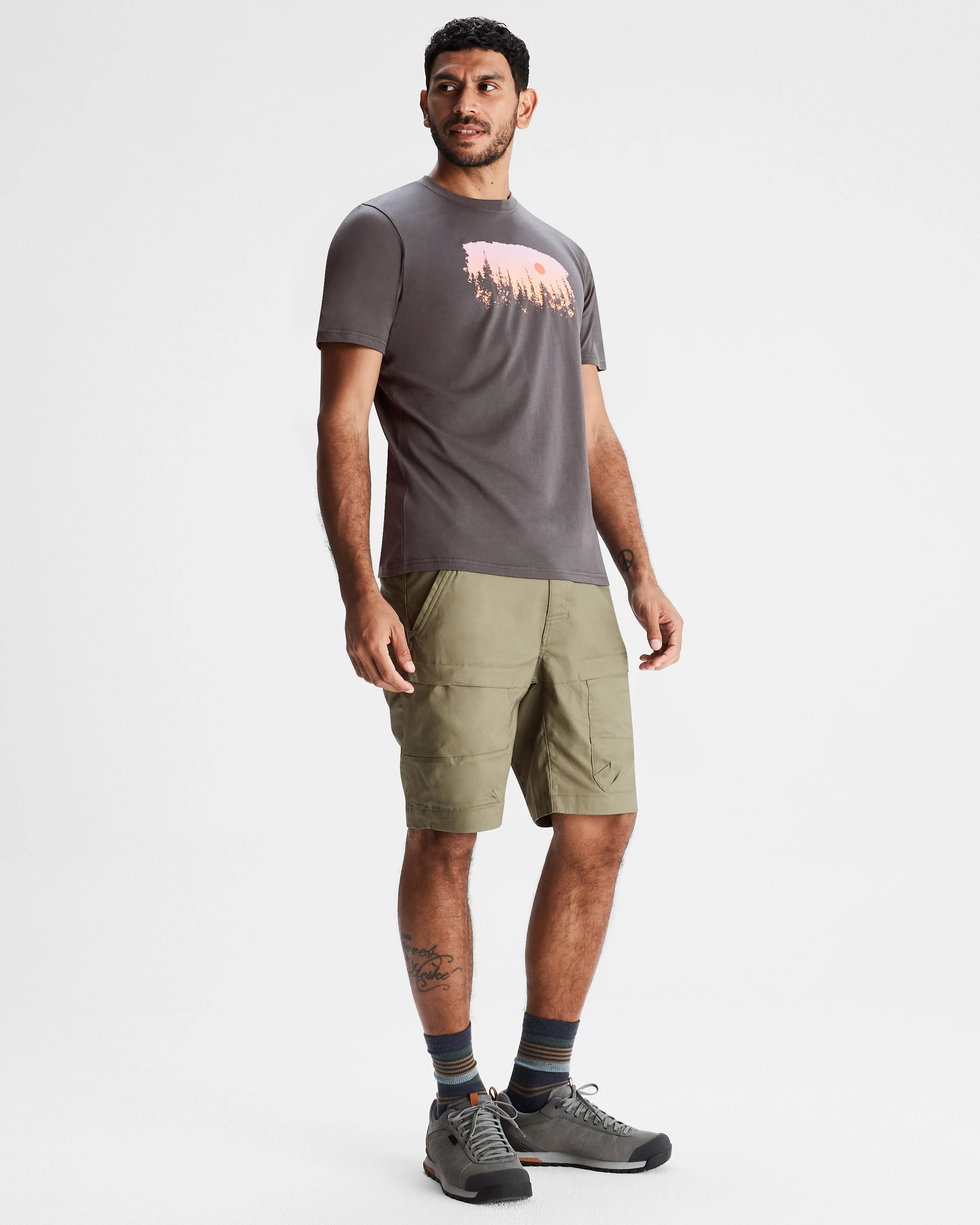 Men's Tree Line Organic Cotton T-shirt - Shale - Image 2