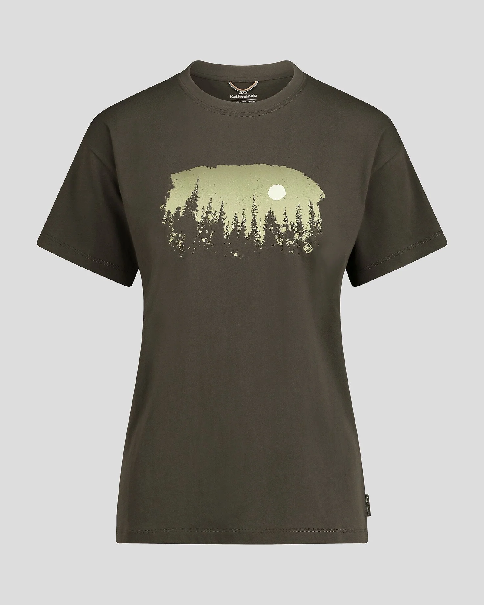Women's Tree Line Organic Cotton T-shirt - Dark Moss - Image 4