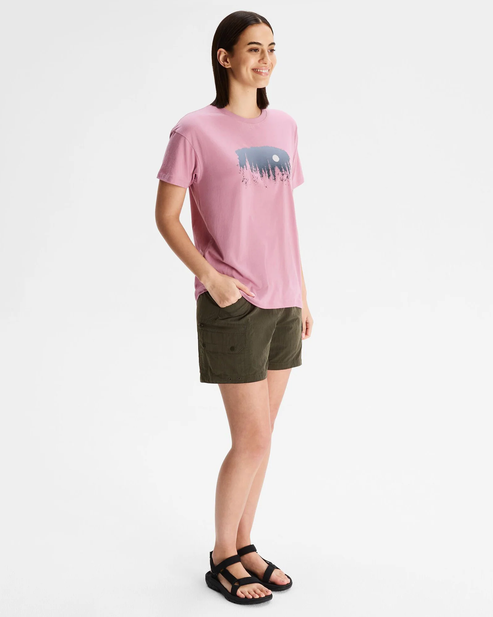 Women's Tree Line Organic Cotton T-shirt - Orchid - Image 2