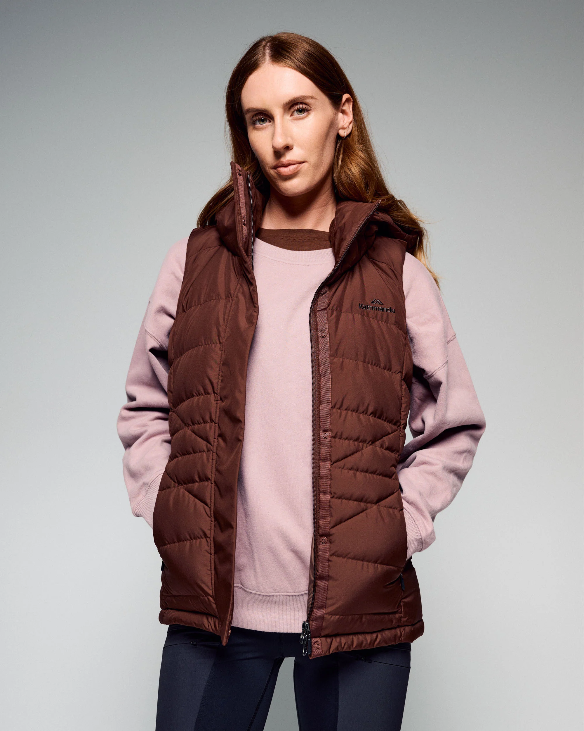 Women's Winterburn Hooded Down Vest - Cocoa - Image 3