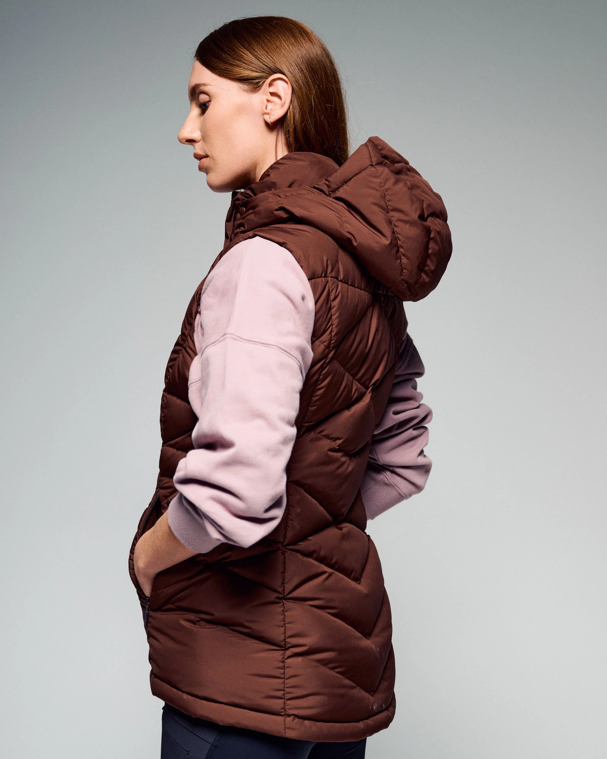 Women's Winterburn Hooded Down Vest - Cocoa - Image 7