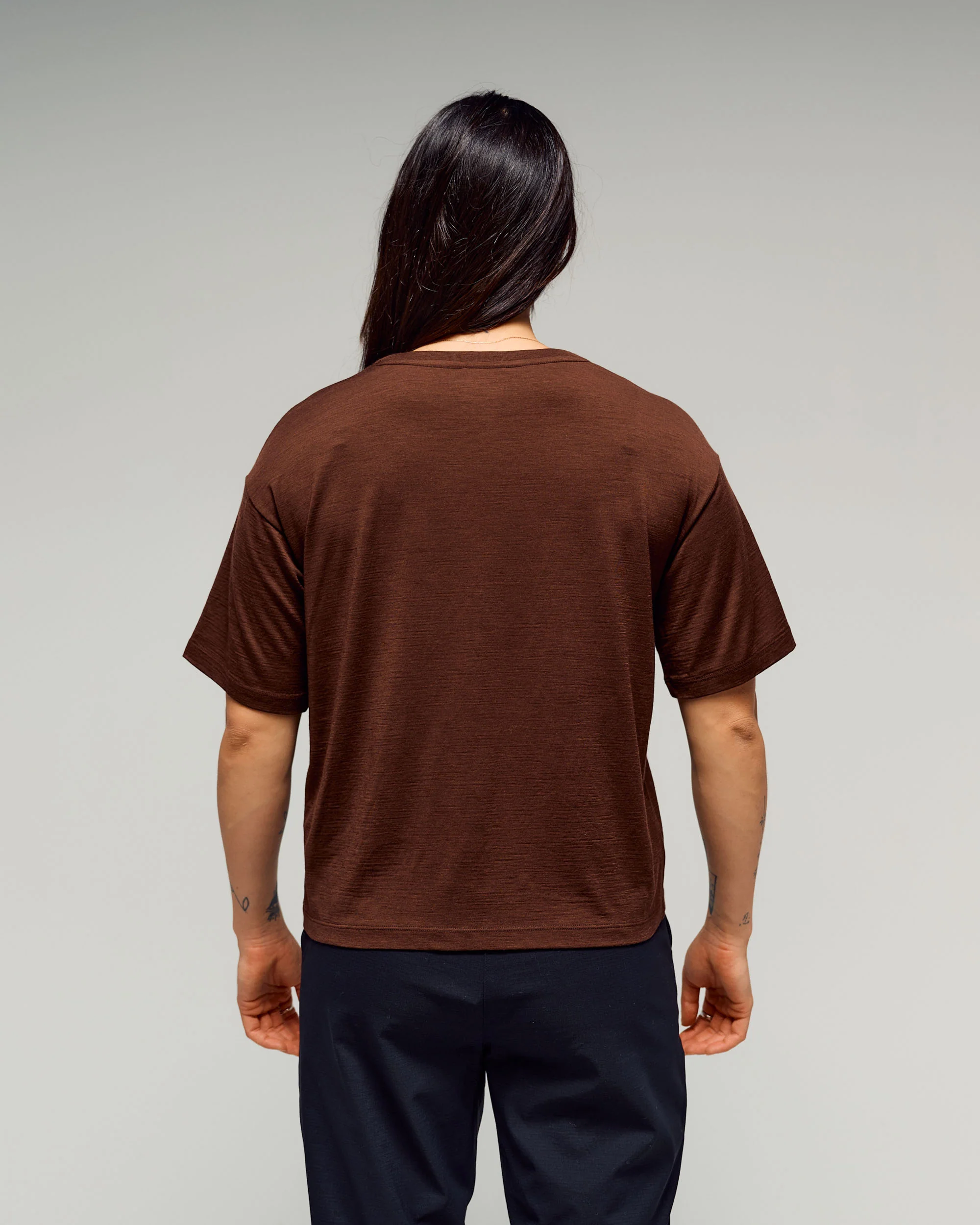 Women's 100% Merino Graphic T-Shirt -  Cocoa - Image 2
