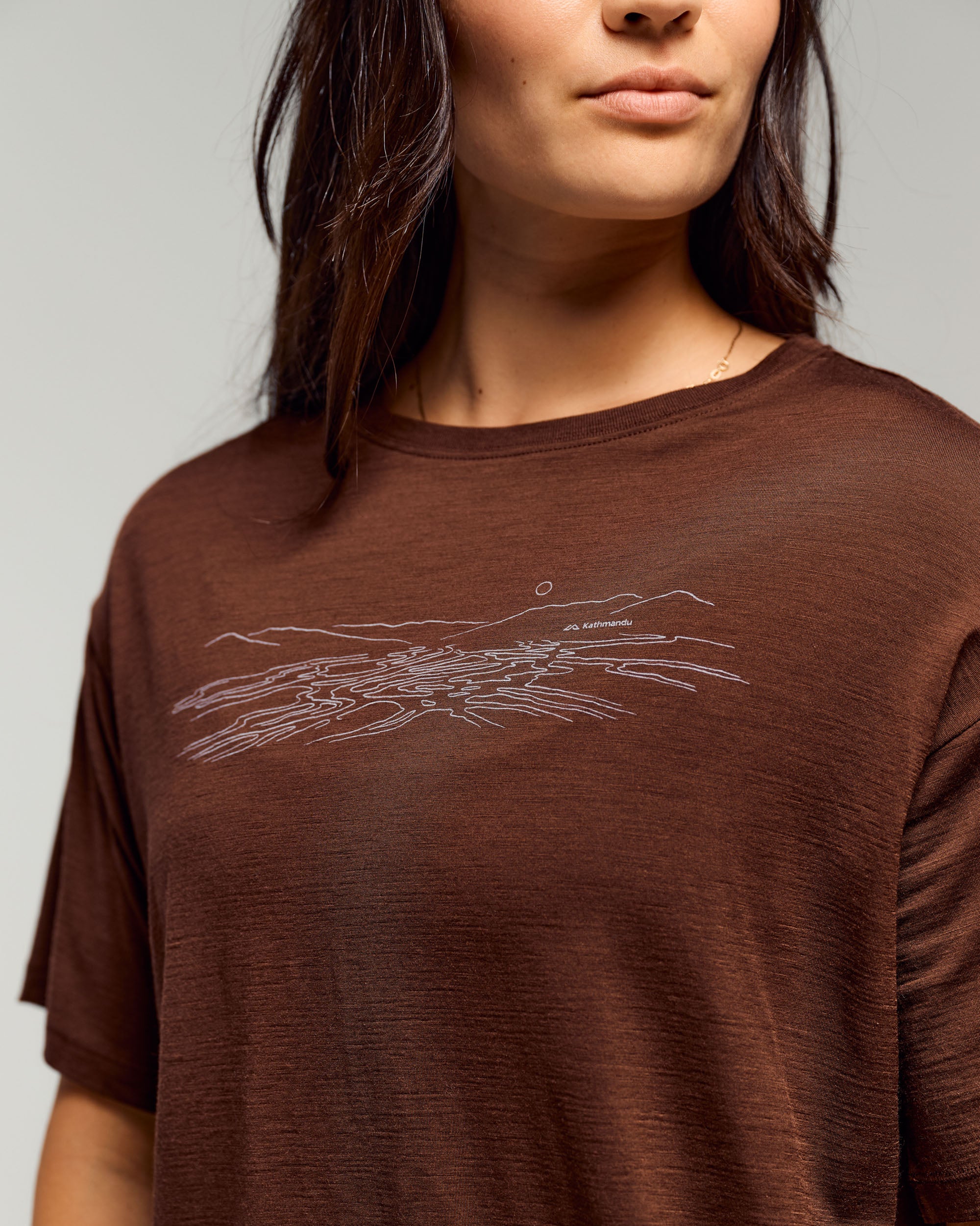 Women's 100% Merino Graphic T-Shirt -  Cocoa - Image 3