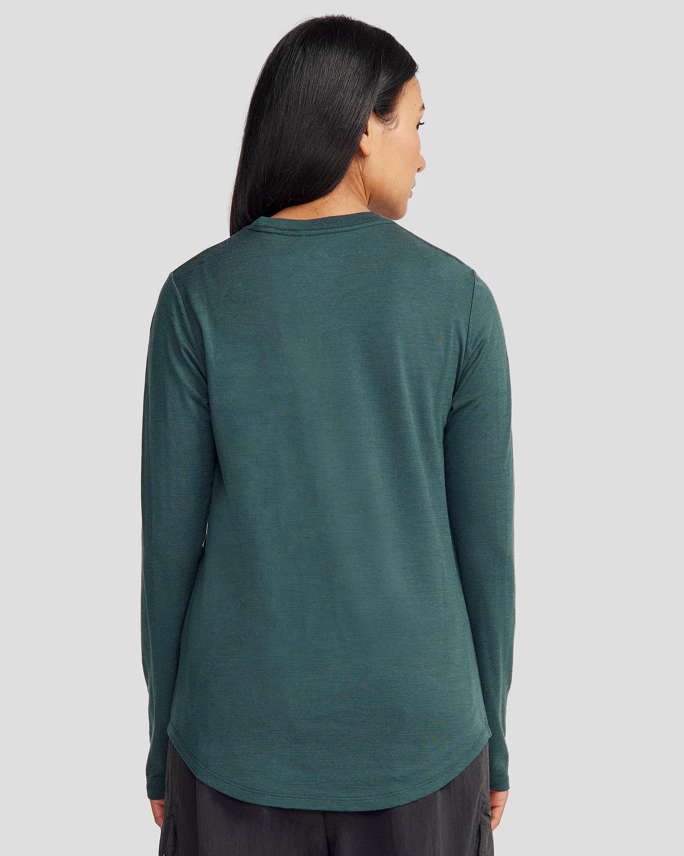 Women's 100% Merino Long Sleeve Crew Top - Deep Forest - Image 3