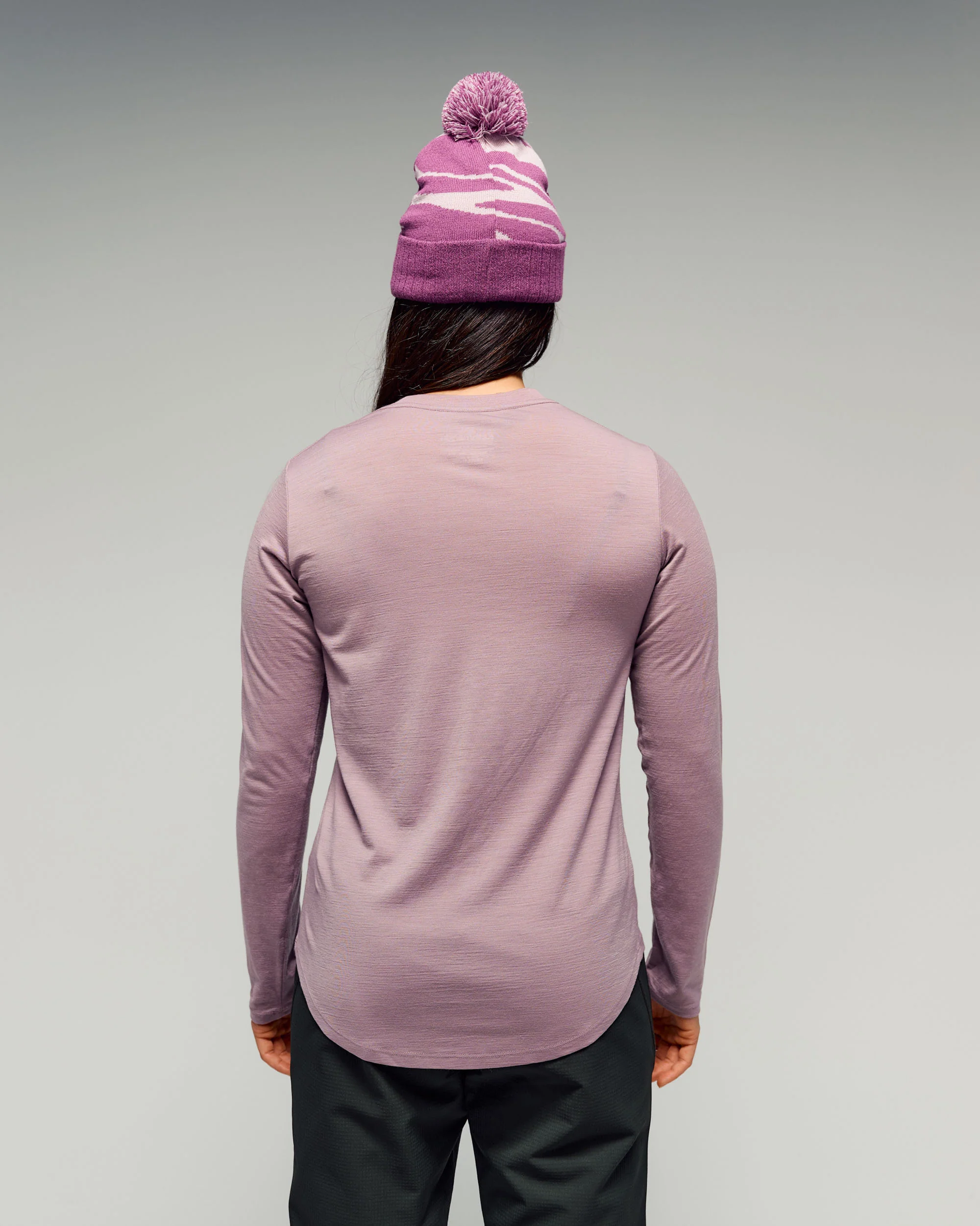 Women's 100% Merino Long Sleeve Crew Top -  Thistle - Image 3