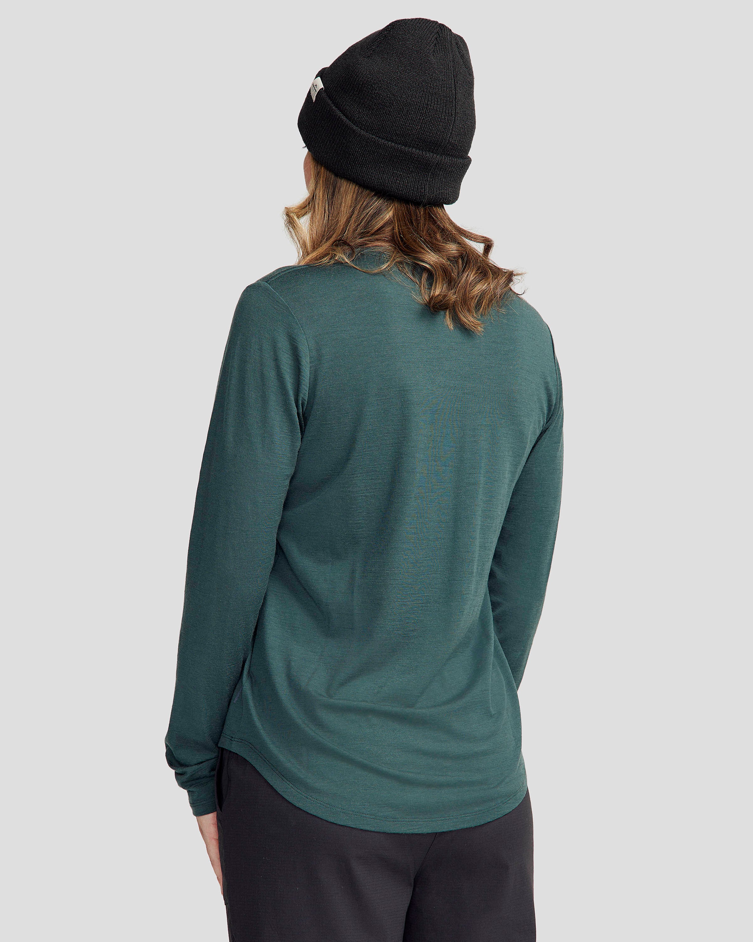 Women's 100% Merino Long Sleeve V-Top - Deep Forest - Image 4