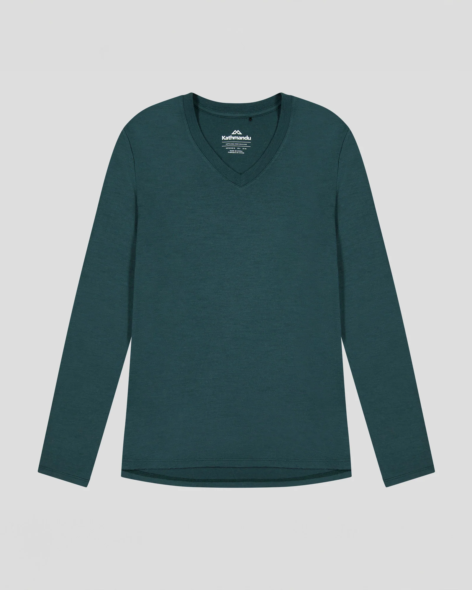 Women's 100% Merino Long Sleeve V-Top - Deep Forest - Image 5