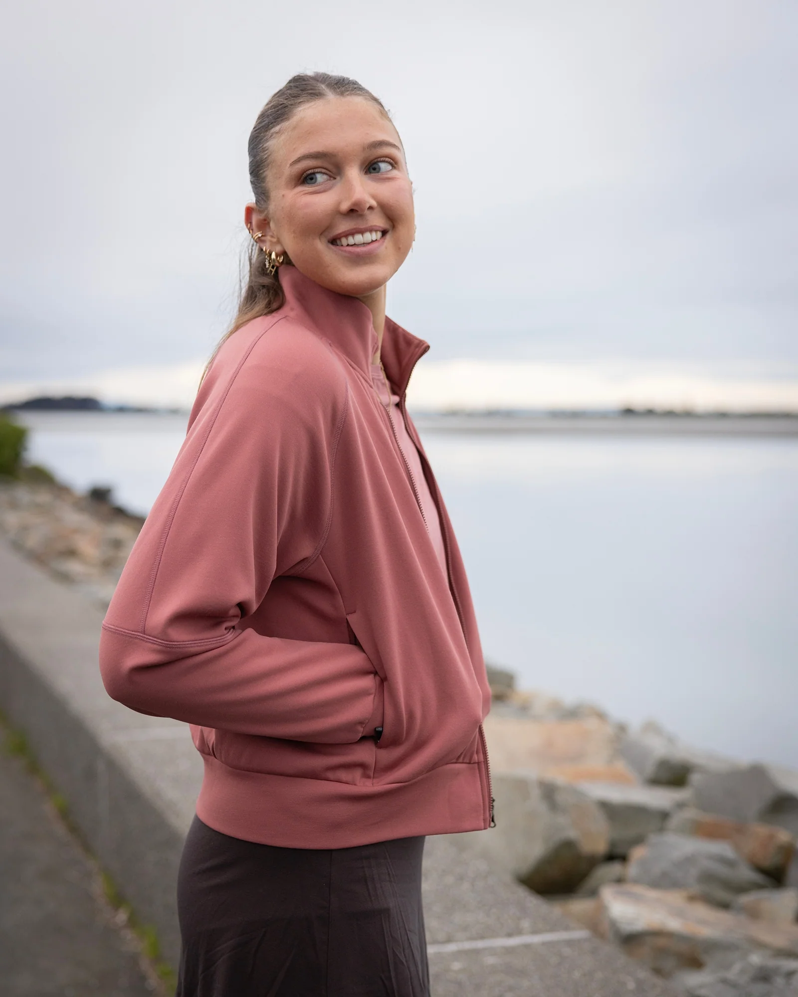 Women’s Anytime Bomber Jacket  -  Dark Clay - Image 2