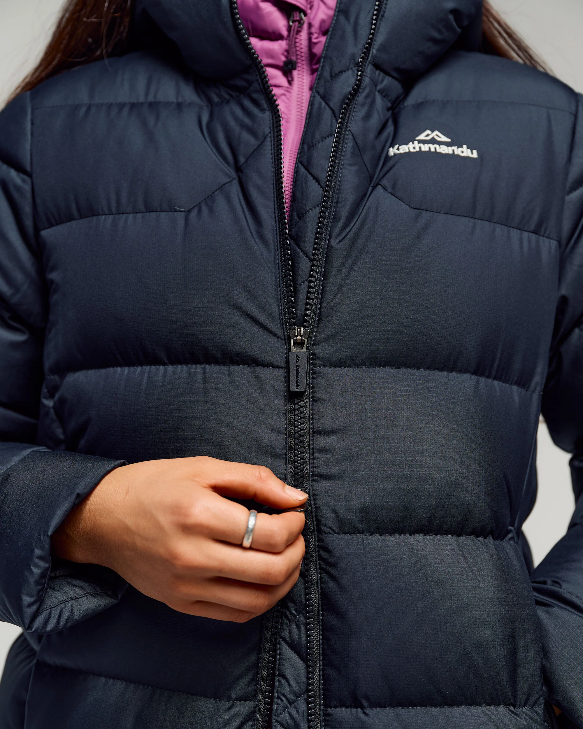 Women's Epiq Down Hooded Long Parka v2 - Black/Black - Image 4