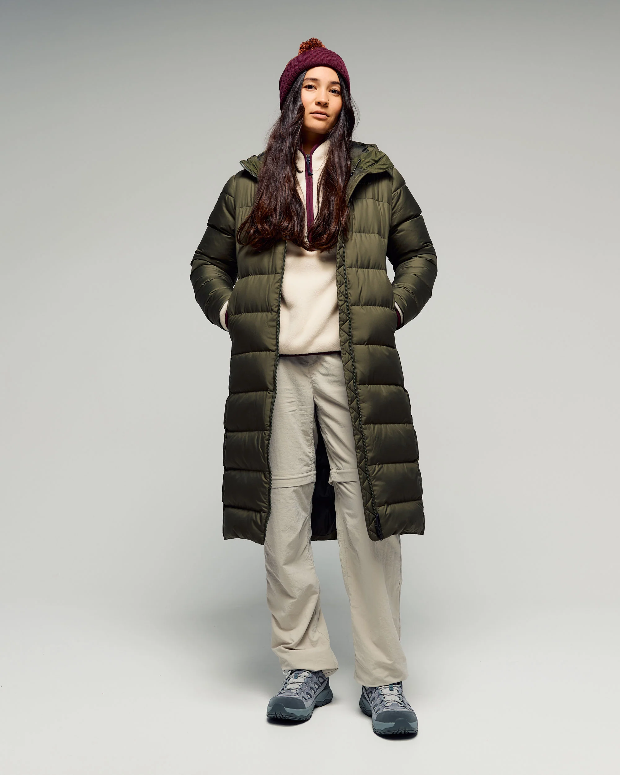 Women's Epiq Down Hooded Long Parka v2 - Light Moss - Image 4