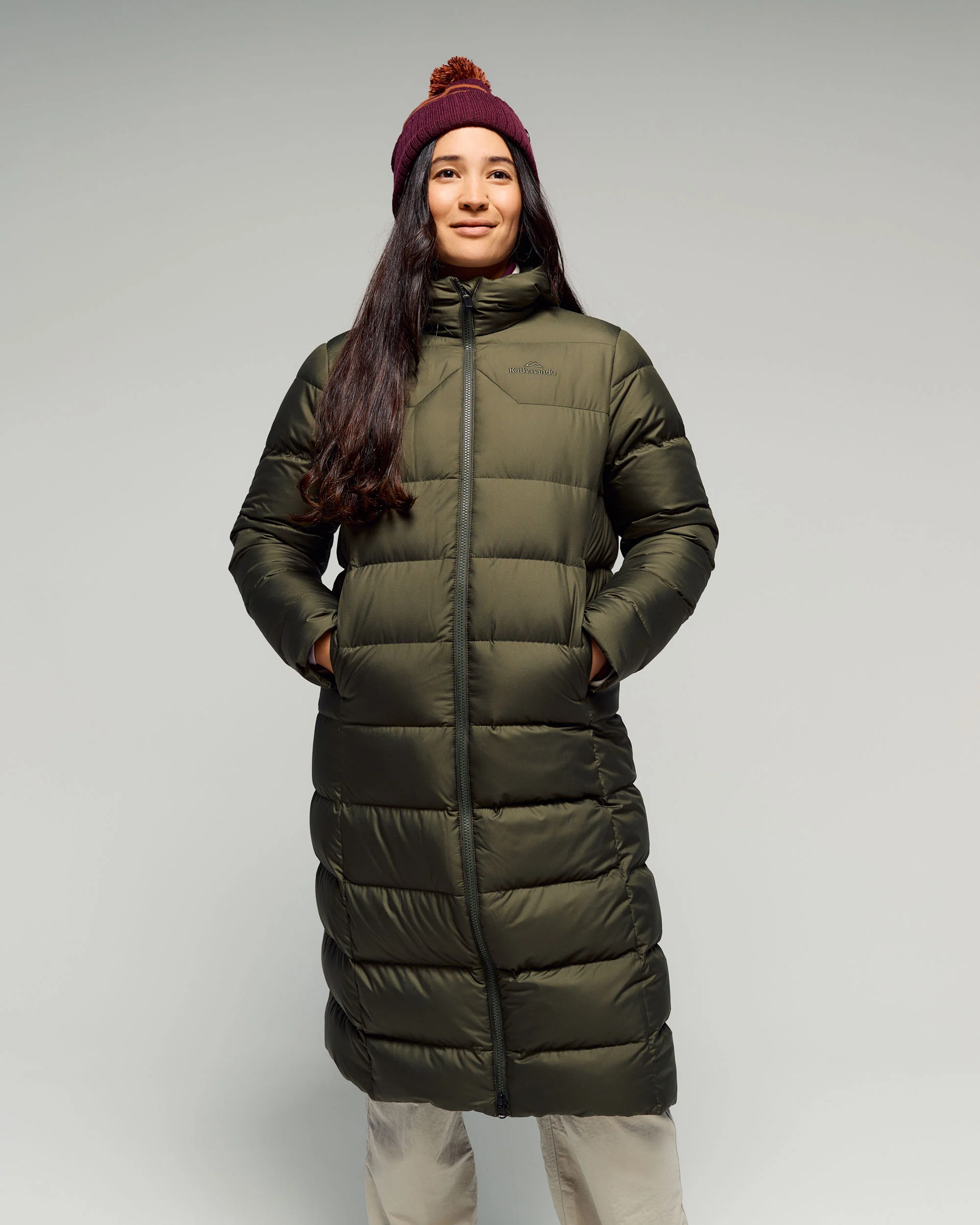 Women's Epiq Down Hooded Long Parka v2 - Light Moss - Image 5
