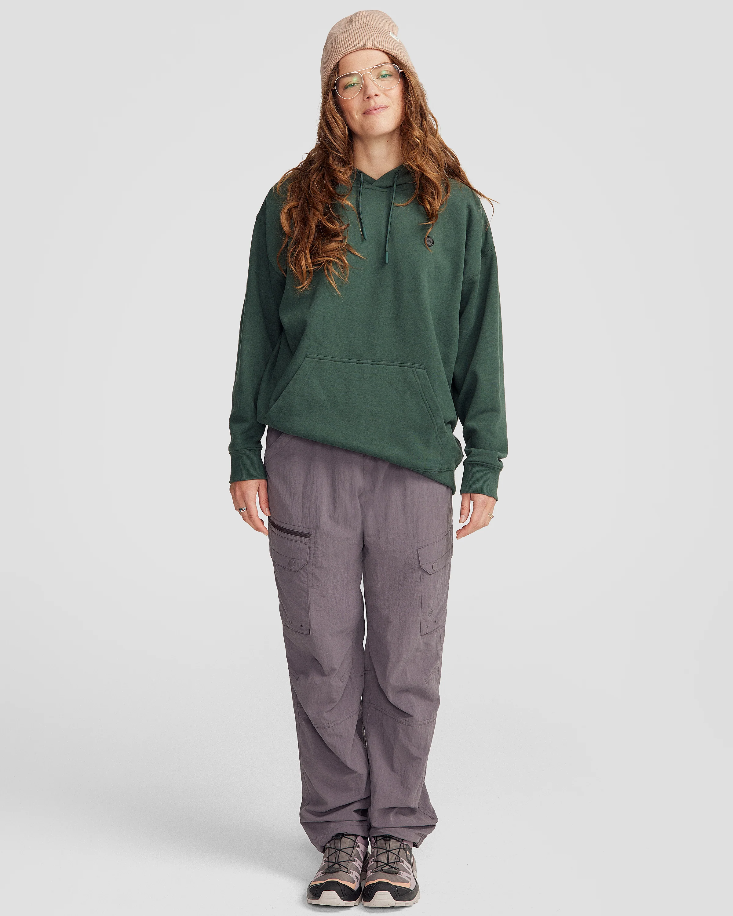 Women's Peak Badge Slouchy Brushed Hoodie - Deep Forest - Image 2