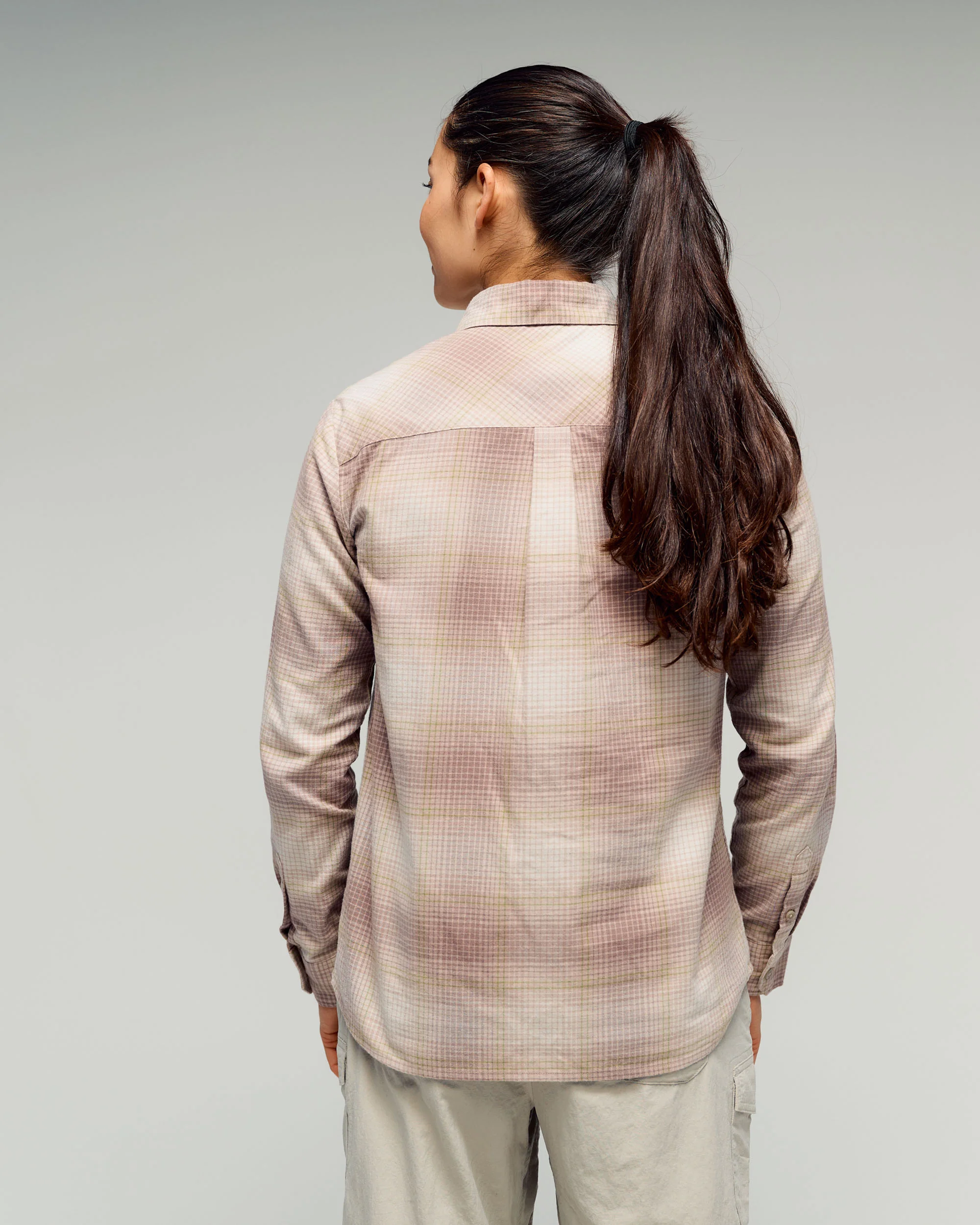 Women's Retreat Fyfe Long Sleeve Shirt -  Taupe/Verde Plaid - Image 3