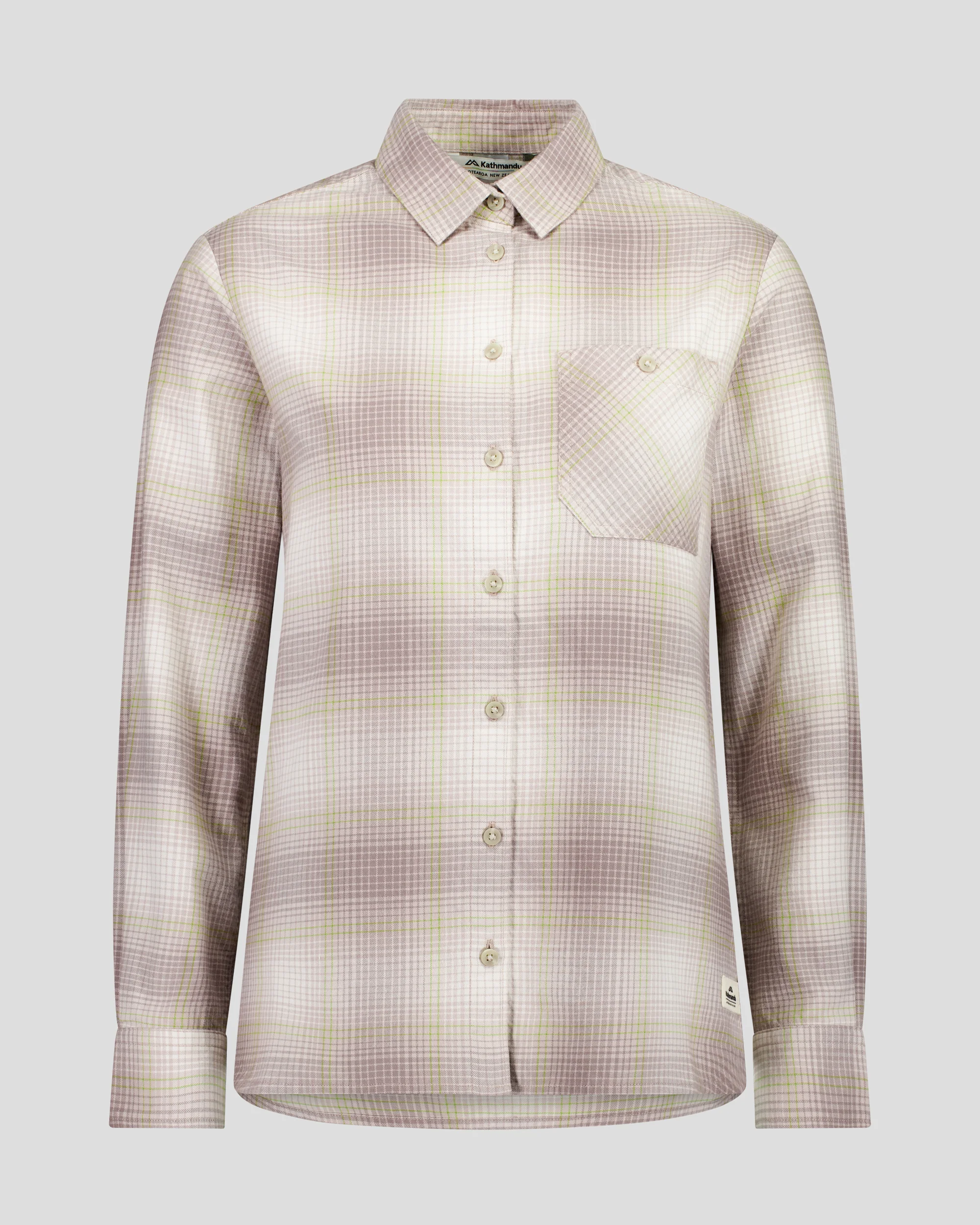 Women's Retreat Fyfe Long Sleeve Shirt -  Taupe/Verde Plaid - Image 4