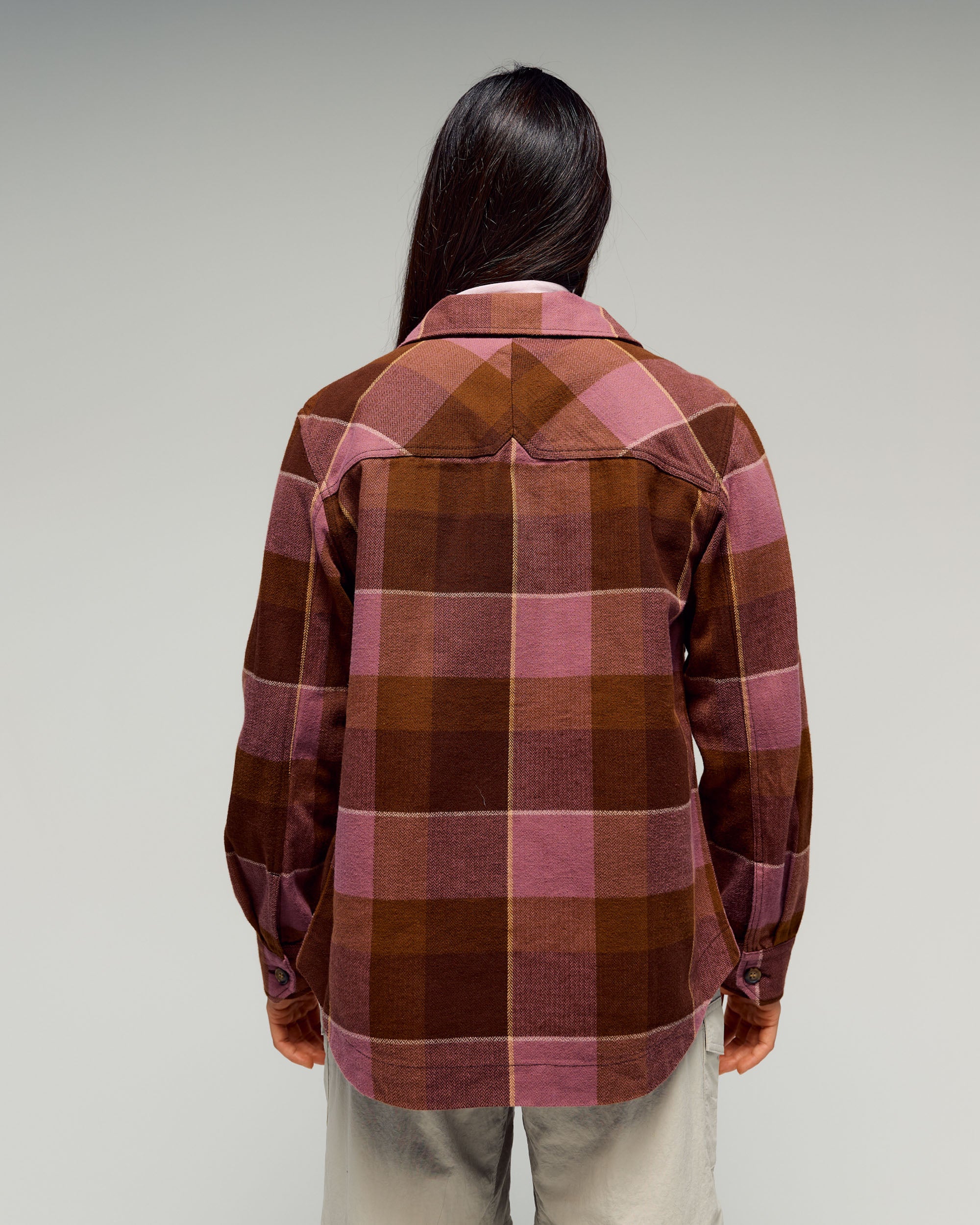 Women's Retreat Huntly Long Sleeve Overshirt -  Cocoa Plaid - Image 3
