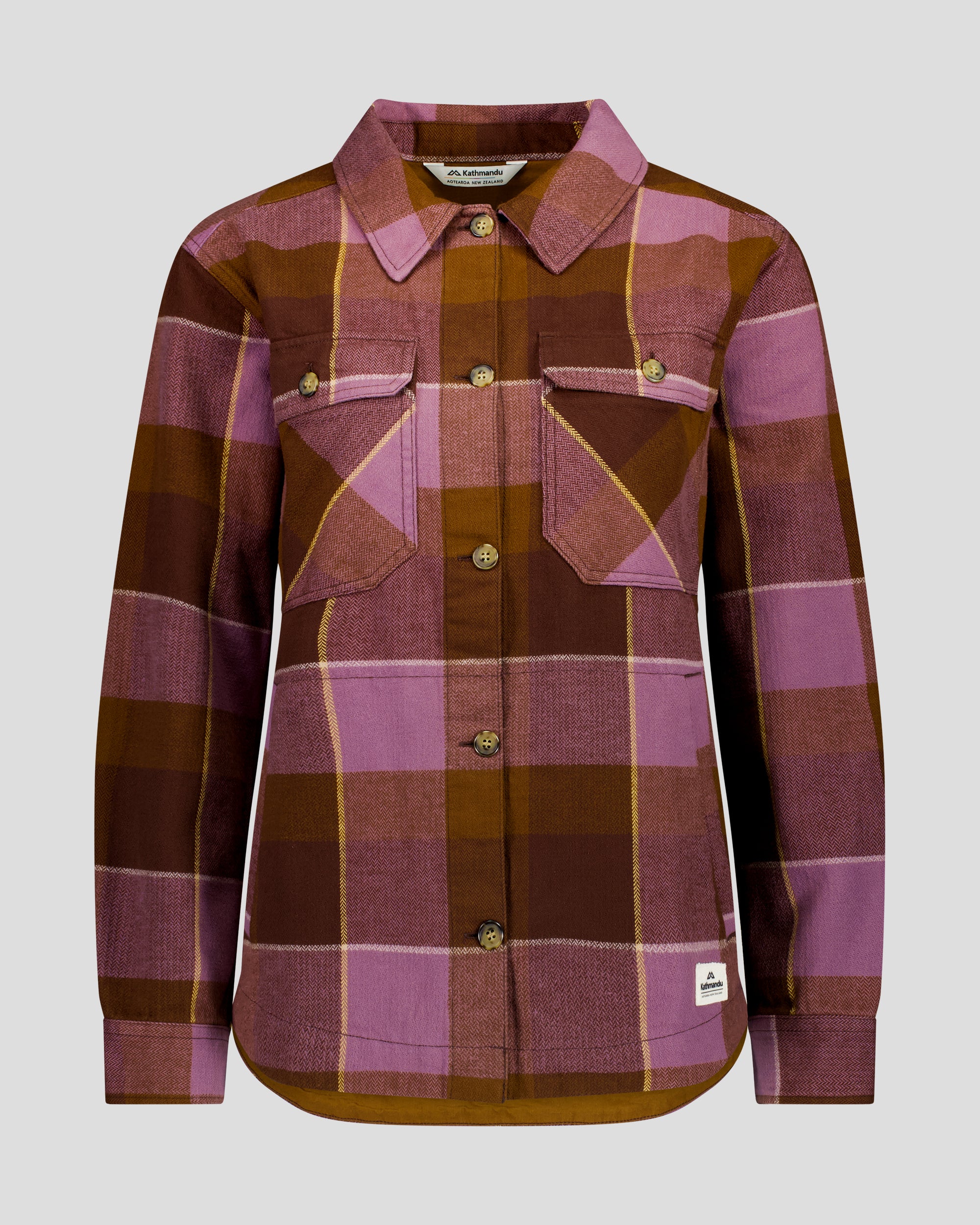 Women's Retreat Huntly Long Sleeve Overshirt -  Cocoa Plaid - Image 4