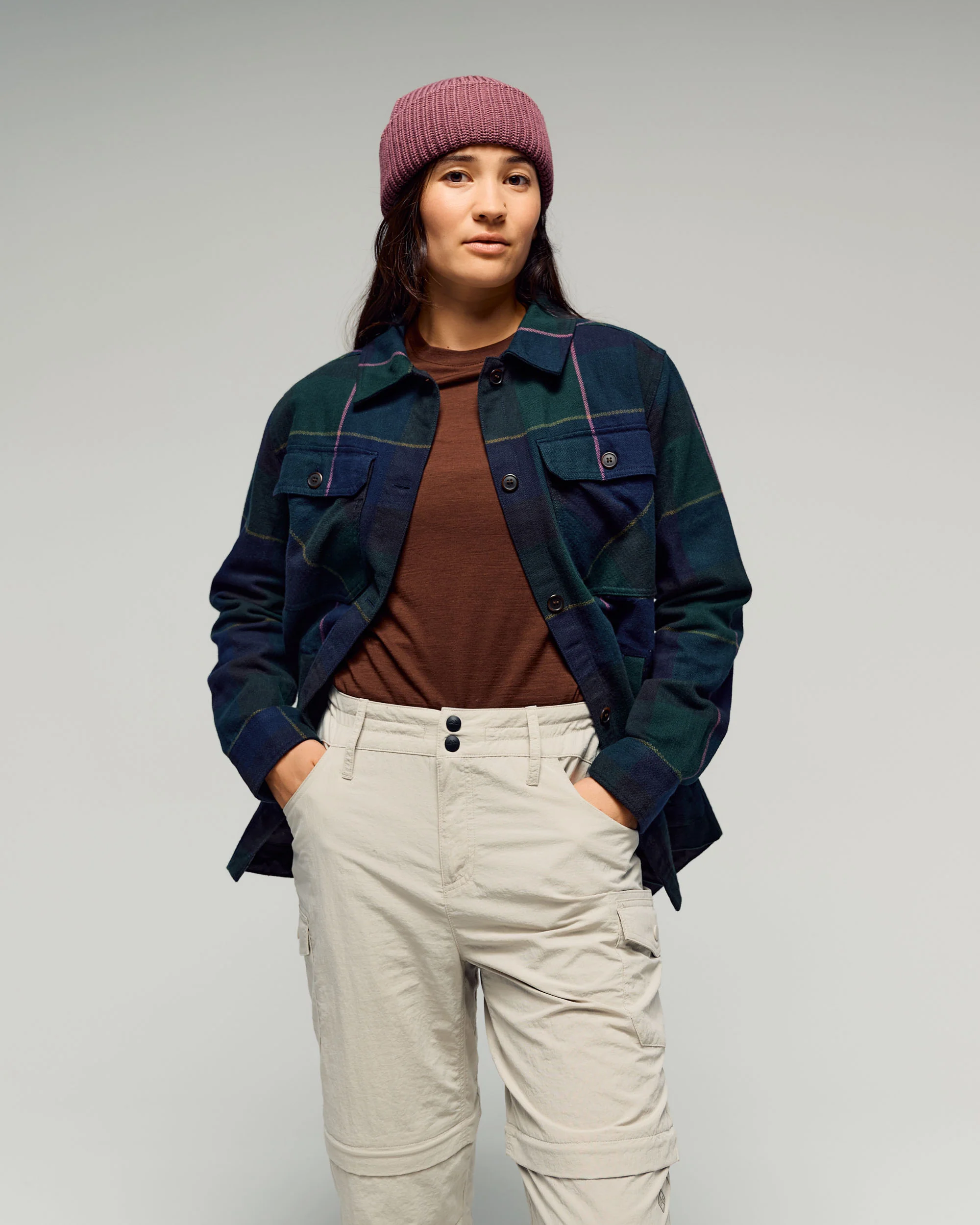 Women's Retreat Huntly Long Sleeve Overshirt -  Dark Forest Plaid - Image 2
