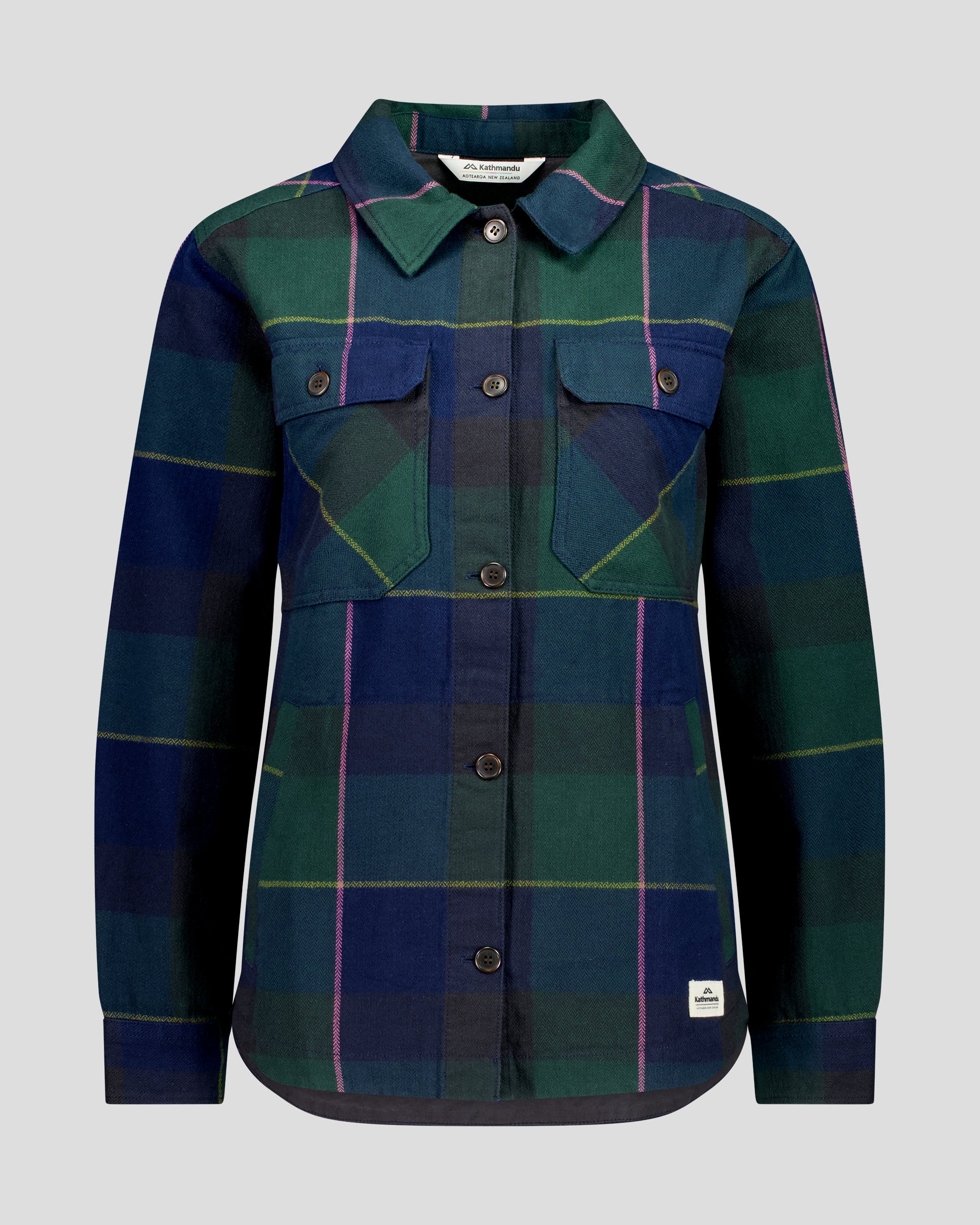 Women's Retreat Huntly Long Sleeve Overshirt -  Dark Forest Plaid - Image 5