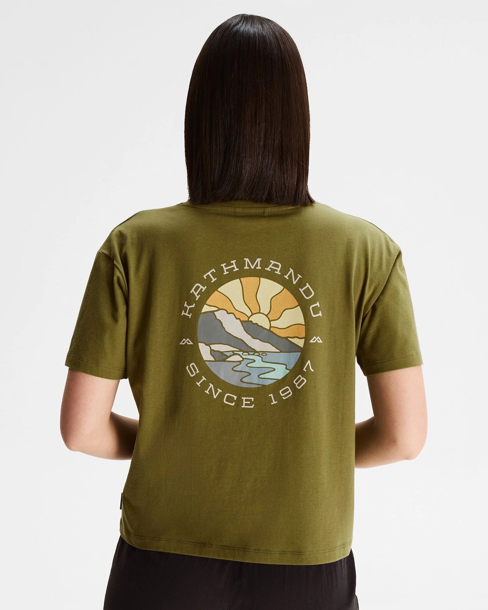 Women's Kathmandu Logo Sunburst Organic Cotton T-shirt - Dark Fern - Image 3