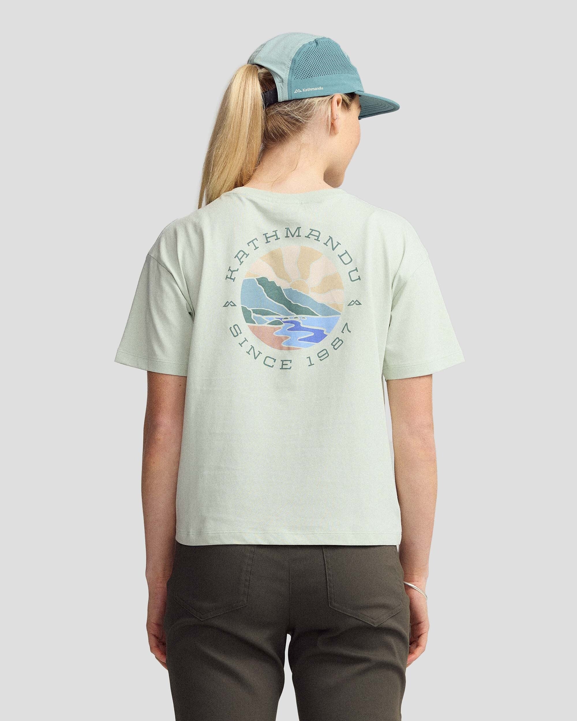 Women's Sunburst Logo Organic Cotton S/S Tee - Light Sage - Image 3