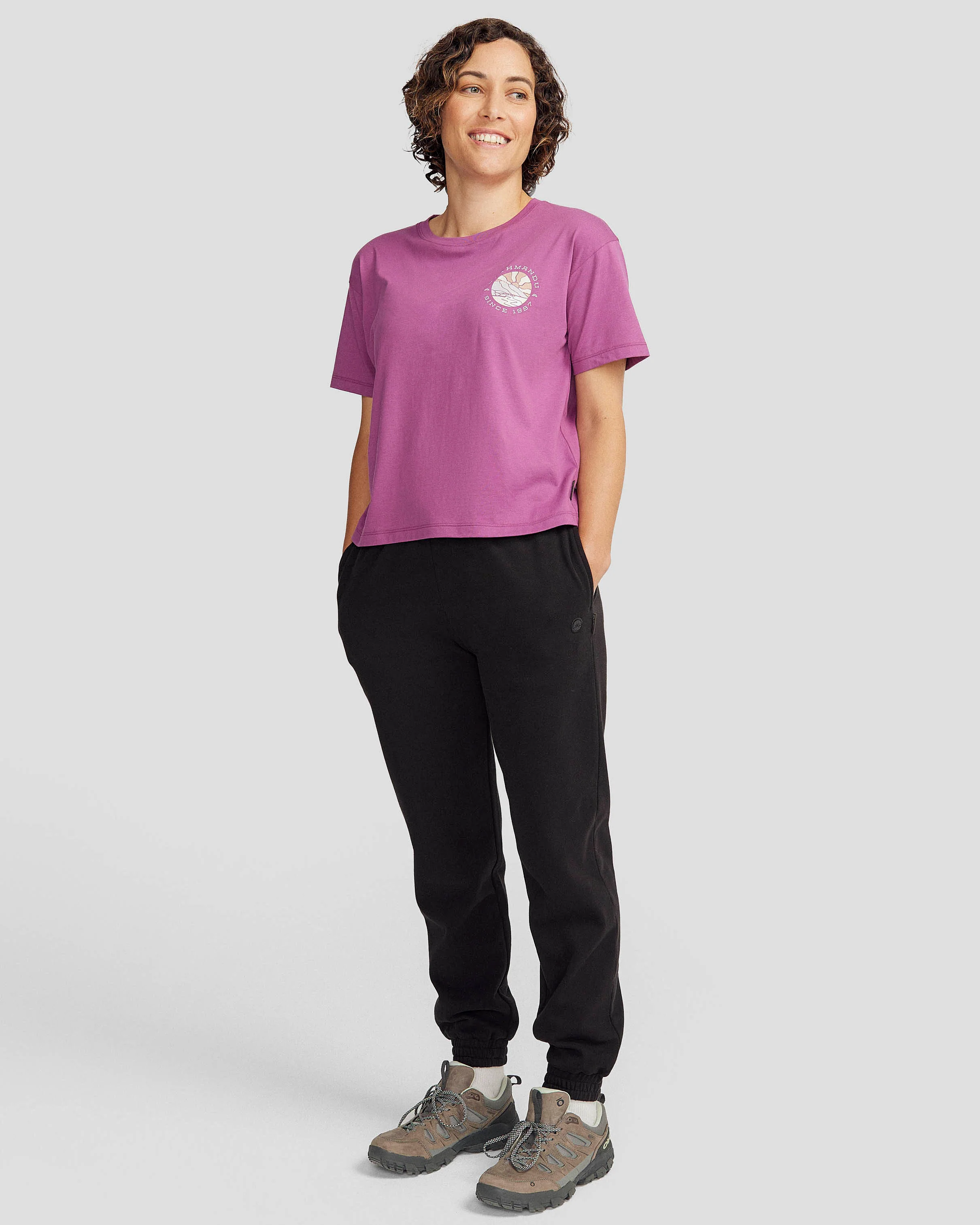 Women's Kathmandu Logo Sunburst Organic Cotton T-shirt - Washed Berry - Image 2
