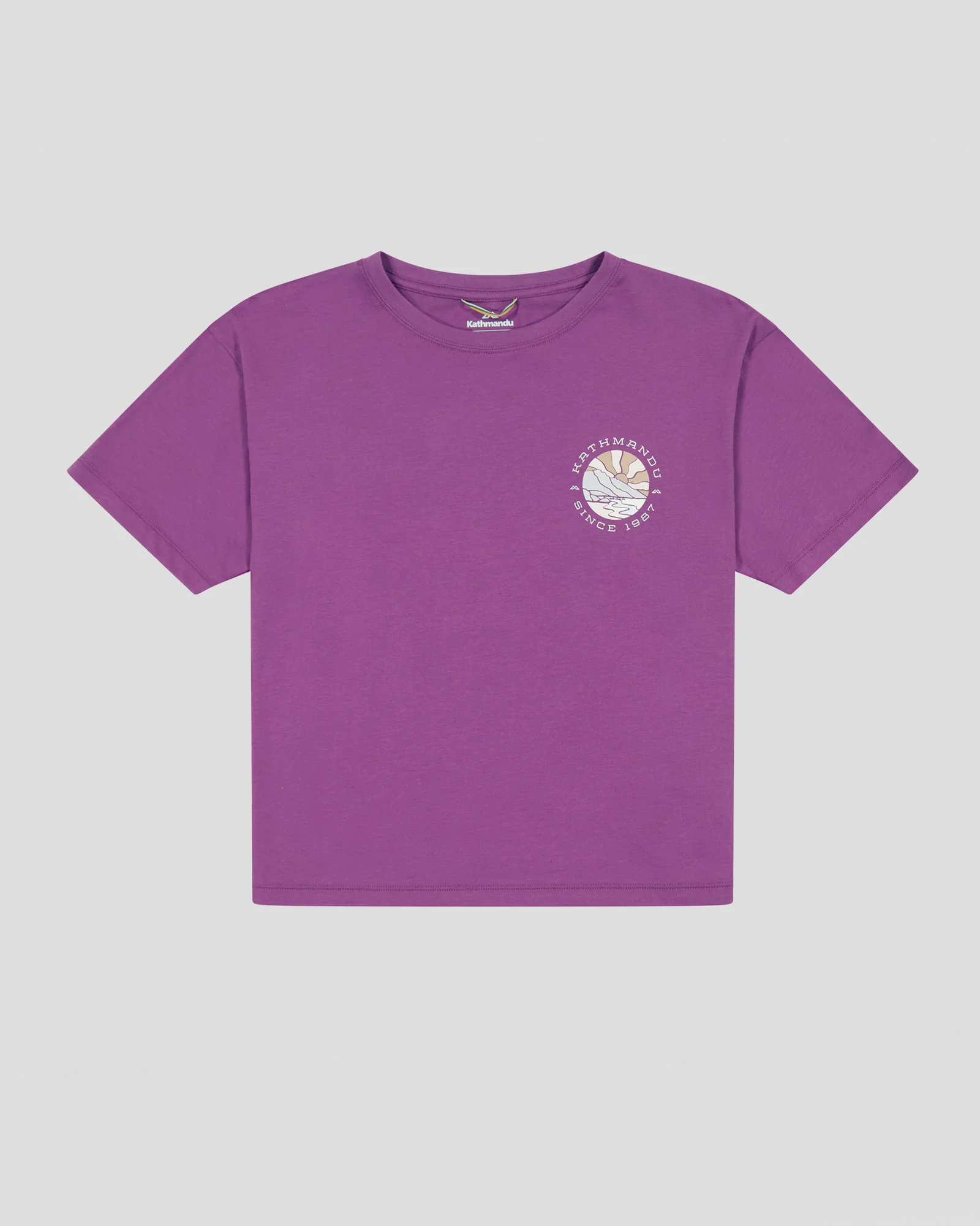 Women's Kathmandu Logo Sunburst Organic Cotton T-shirt - Washed Berry - Image 4