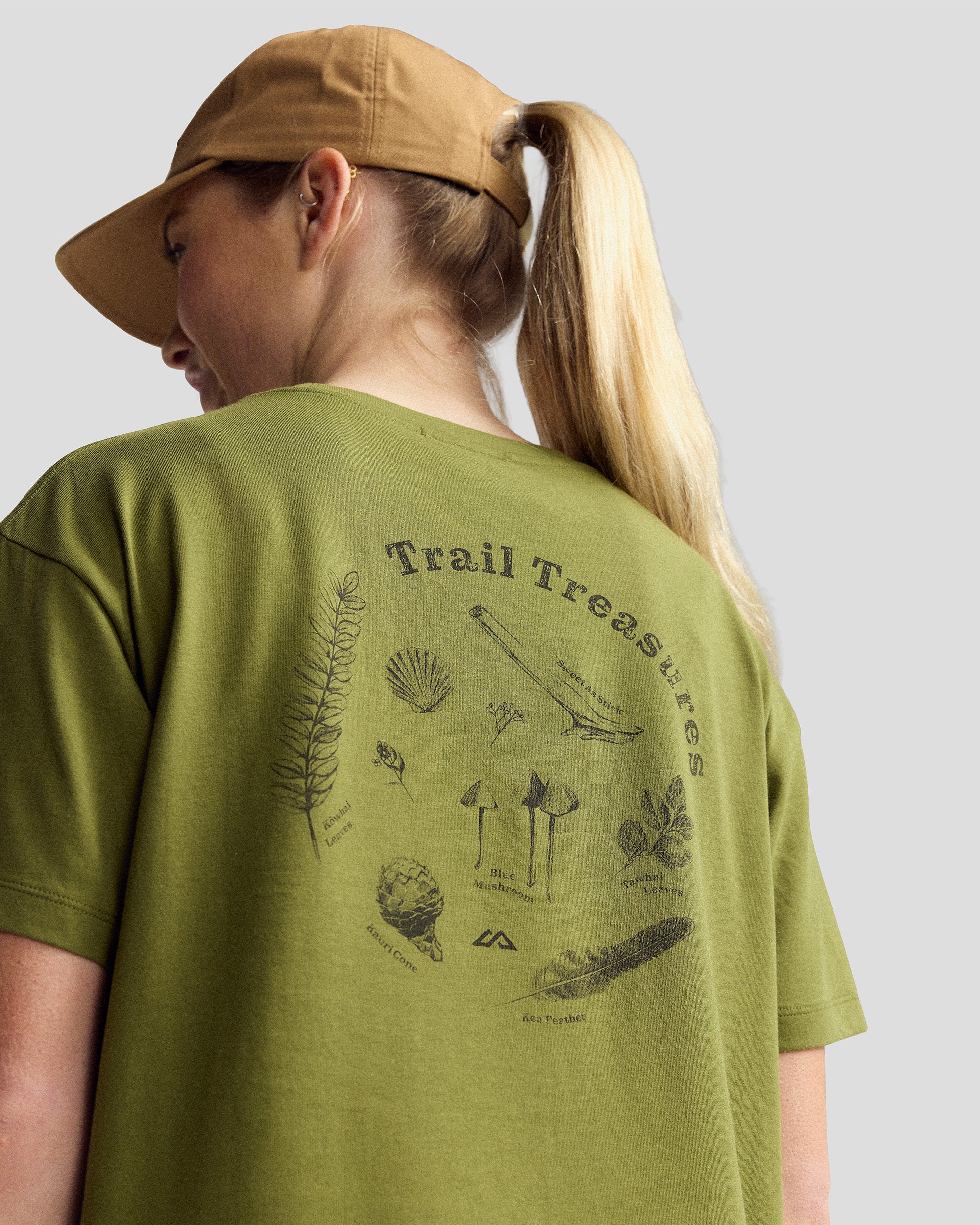 Women’s Trail Treasure Organic Cotton T - shirt - Dark Fern - Image 3