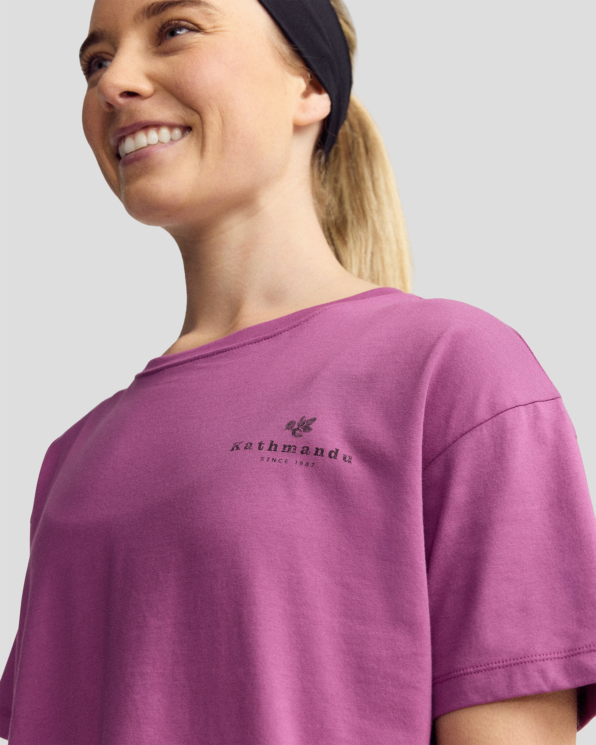 Women’s Trail Treasure Organic Cotton T-Shirt - Washed Berry - Image 3