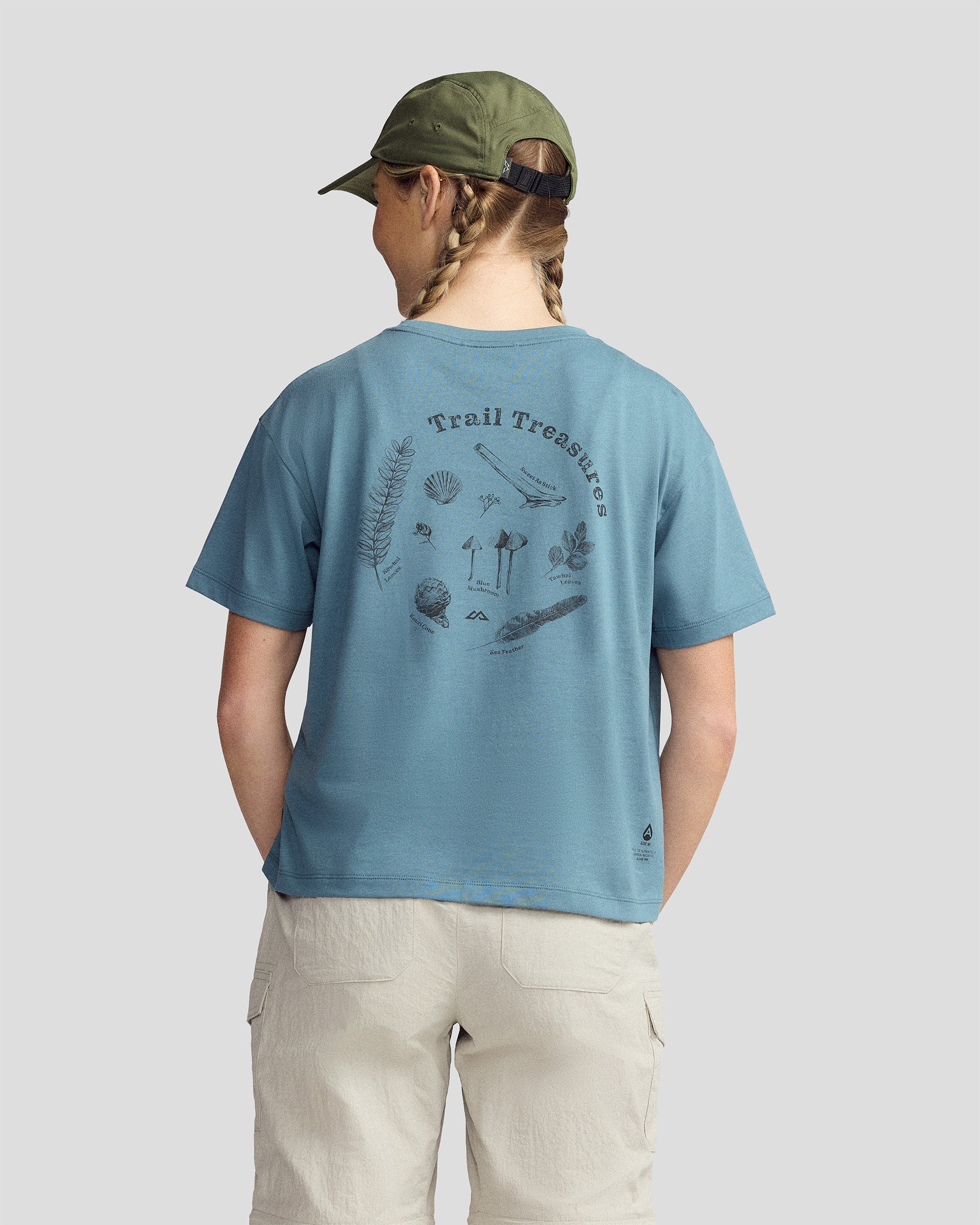 Women’s Trail Treasure Organic Cotton T - shirt - Washed Blue - Image 2