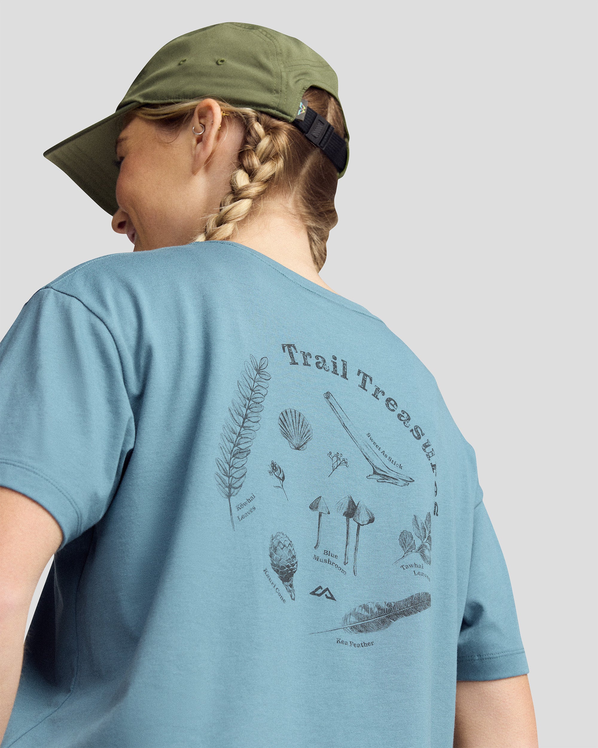 Women’s Trail Treasure Organic Cotton T - shirt - Washed Blue - Image 3