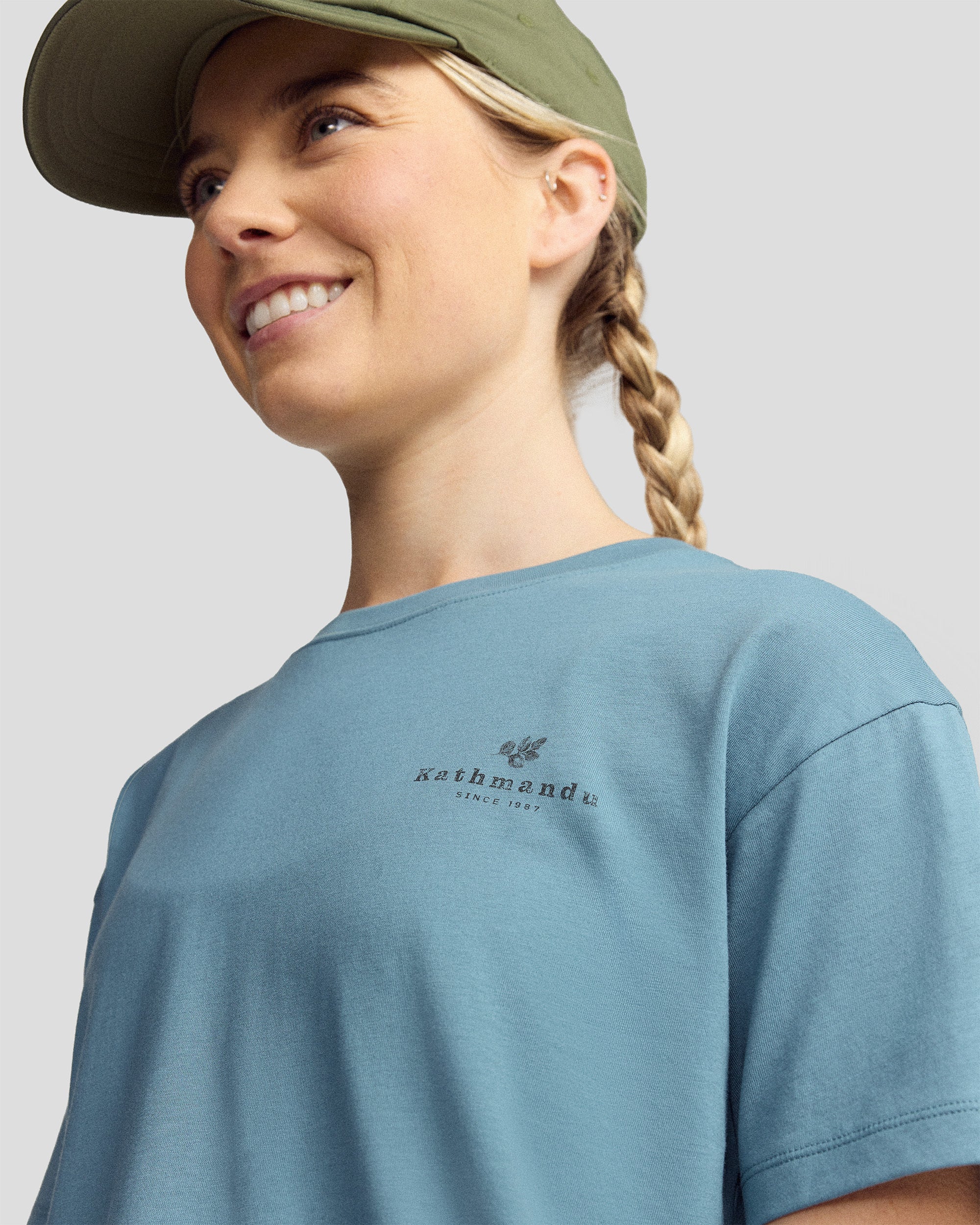 Women’s Trail Treasure Organic Cotton T - shirt - Washed Blue - Image 4