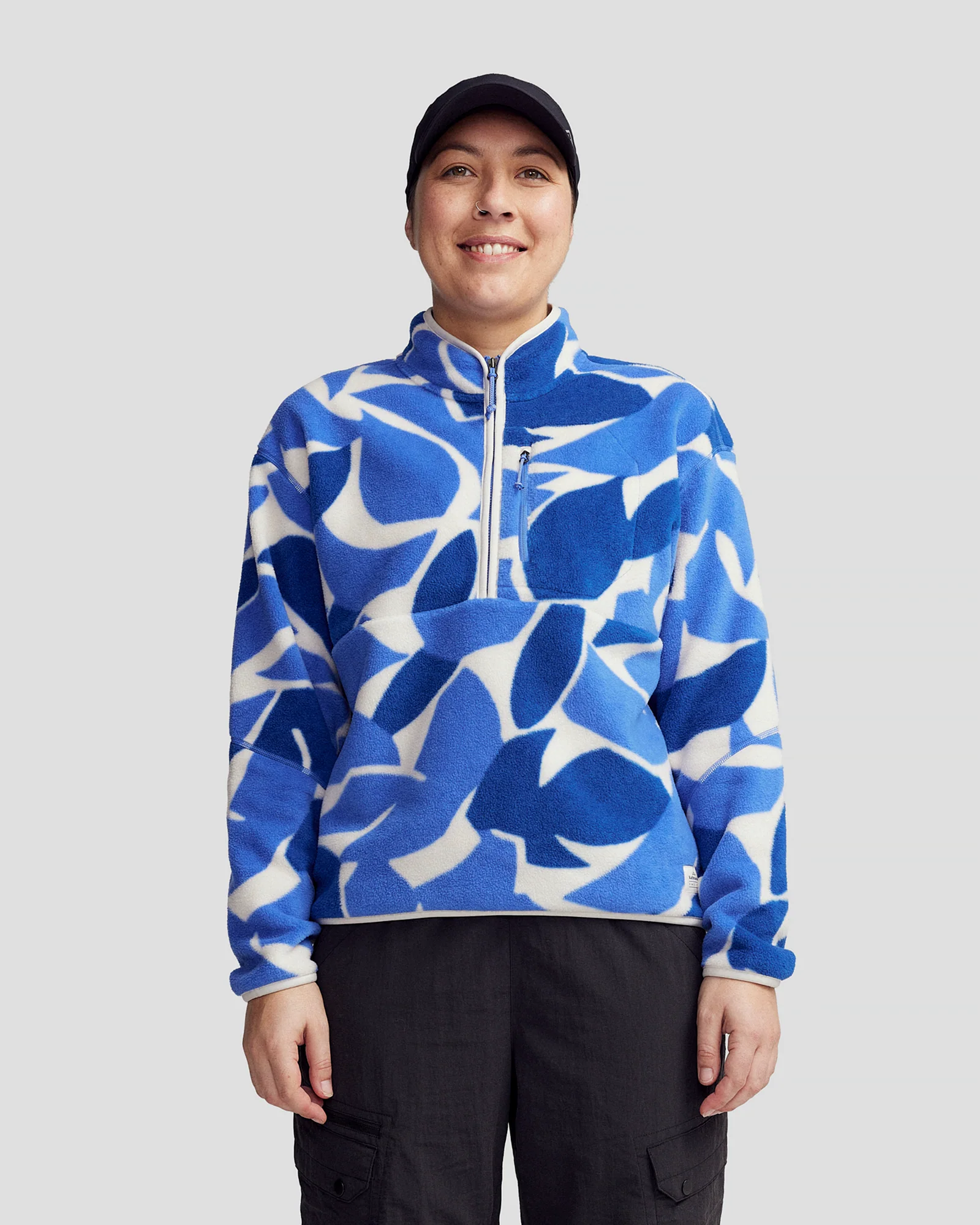 Wmns Trailhead Fleece 1/4 Zip Pullover - Dark Peri Forest Floor Print - Image 2