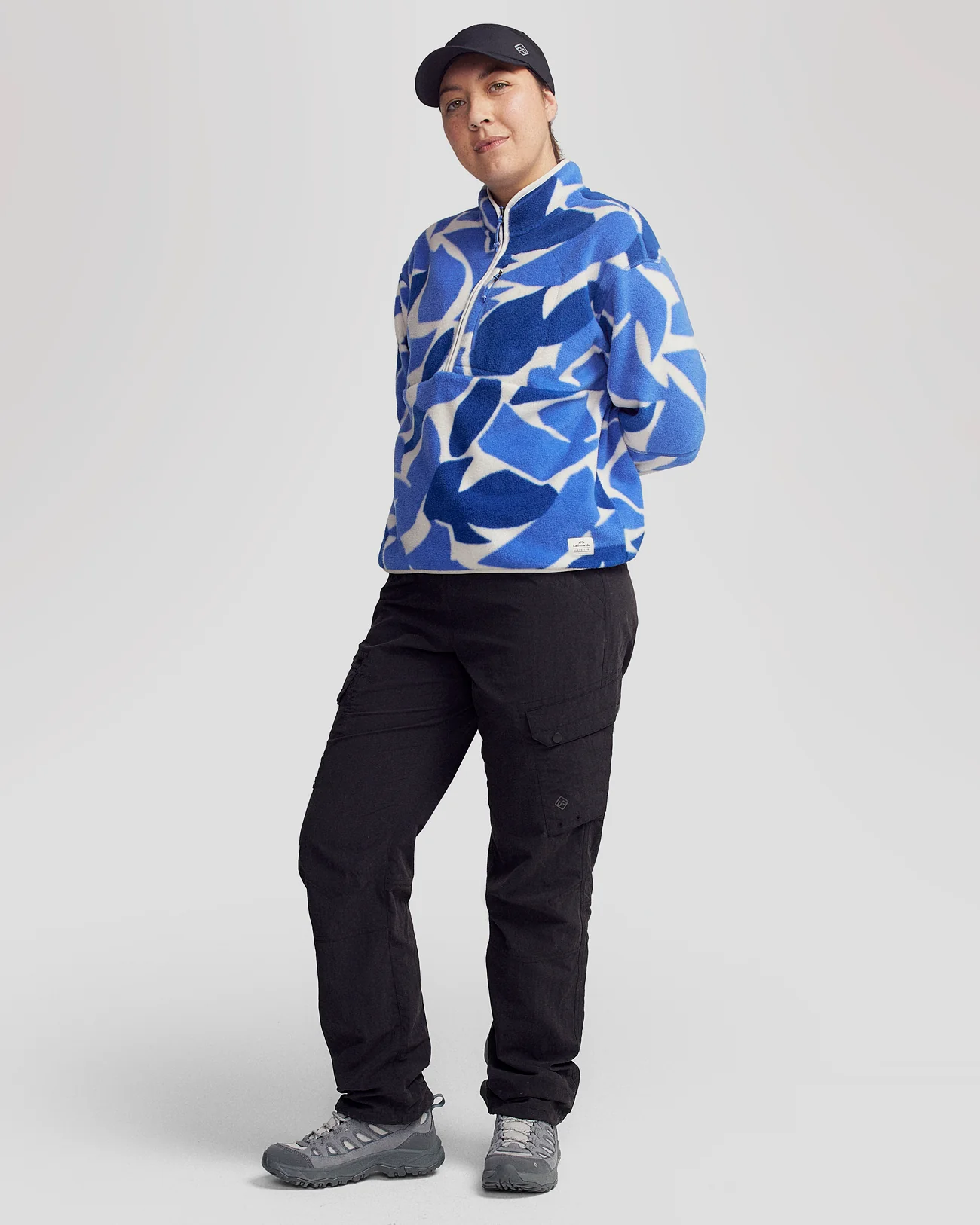 Wmns Trailhead Fleece 1/4 Zip Pullover - Dark Peri Forest Floor Print - Image 6