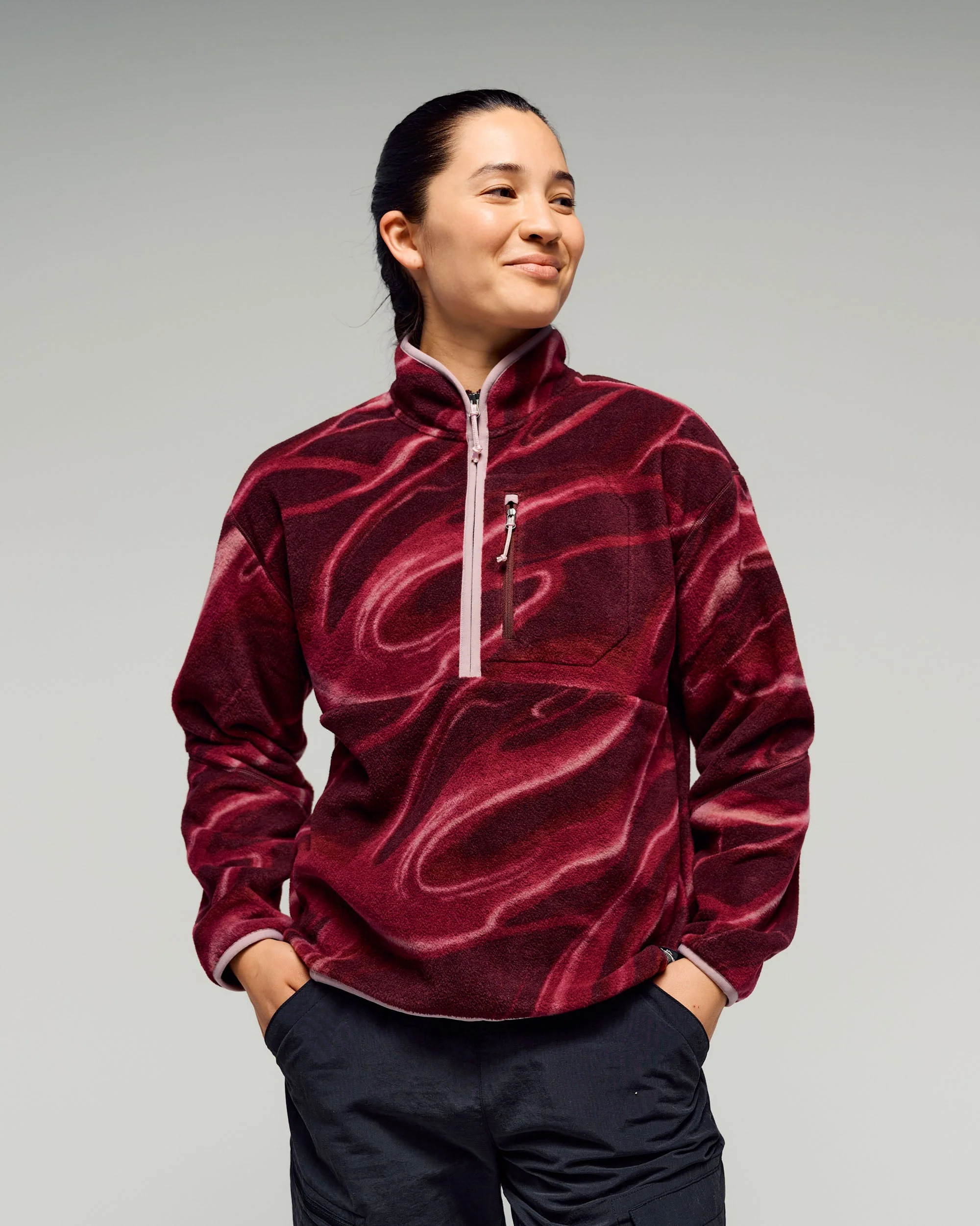Women's Trailhead Fleece 1/4 Zip Pullover - Mulberry Braided River - Image 2