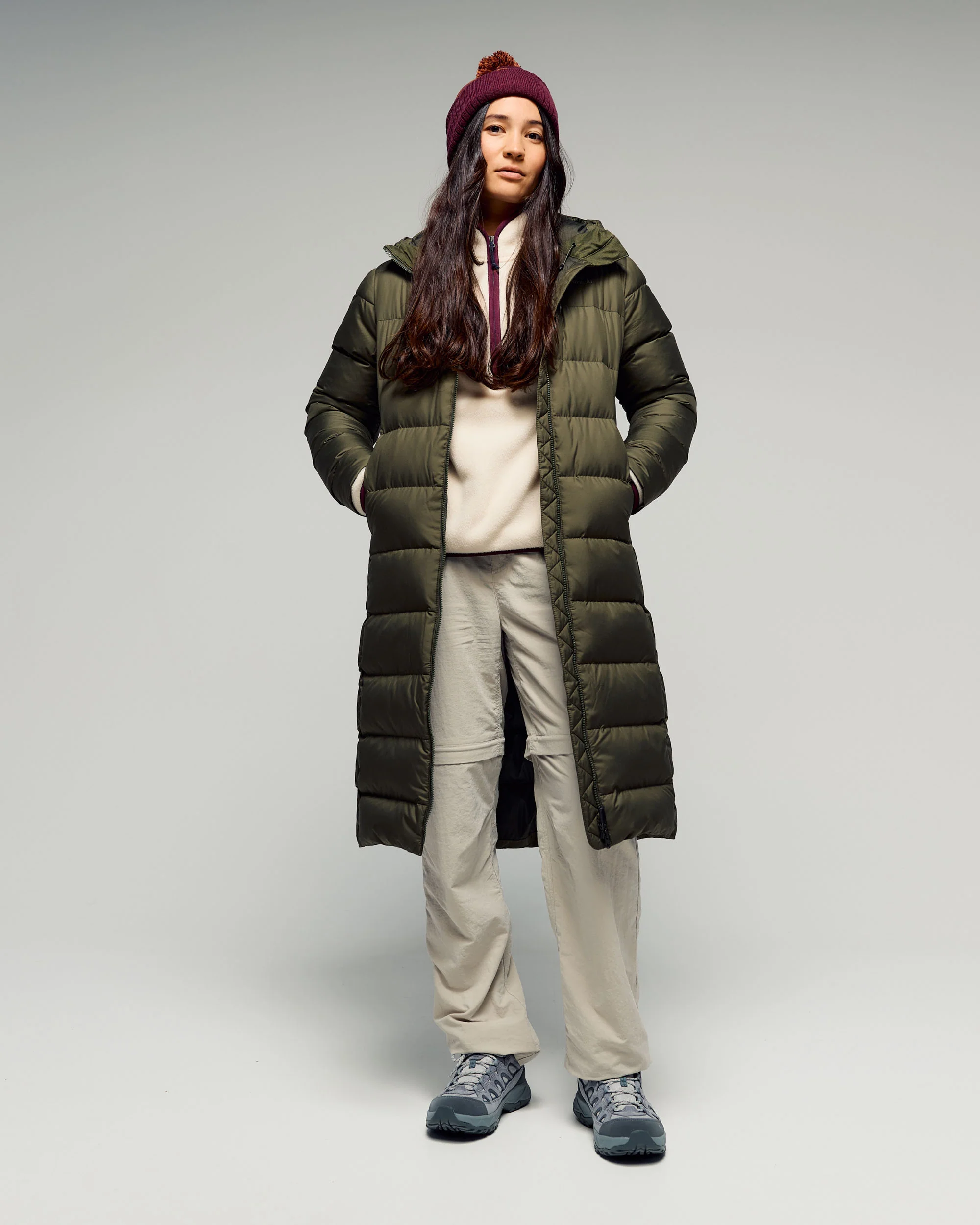 Women's Trailhead Fleece Heritage Pullover - Natural/Mulberry - Image 2