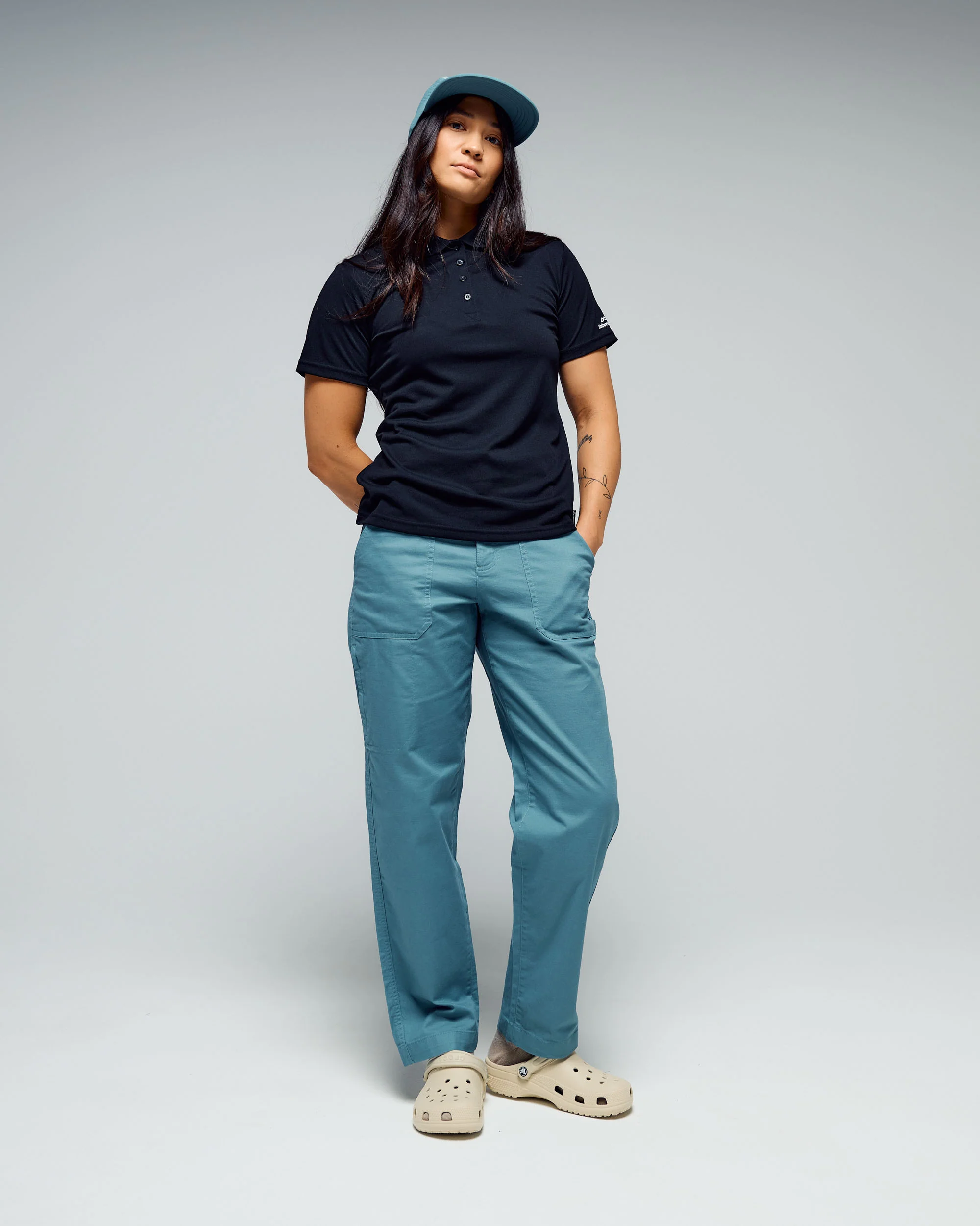 Women’s Weekend Cotton Pants  -  Washed Blue - Image 2