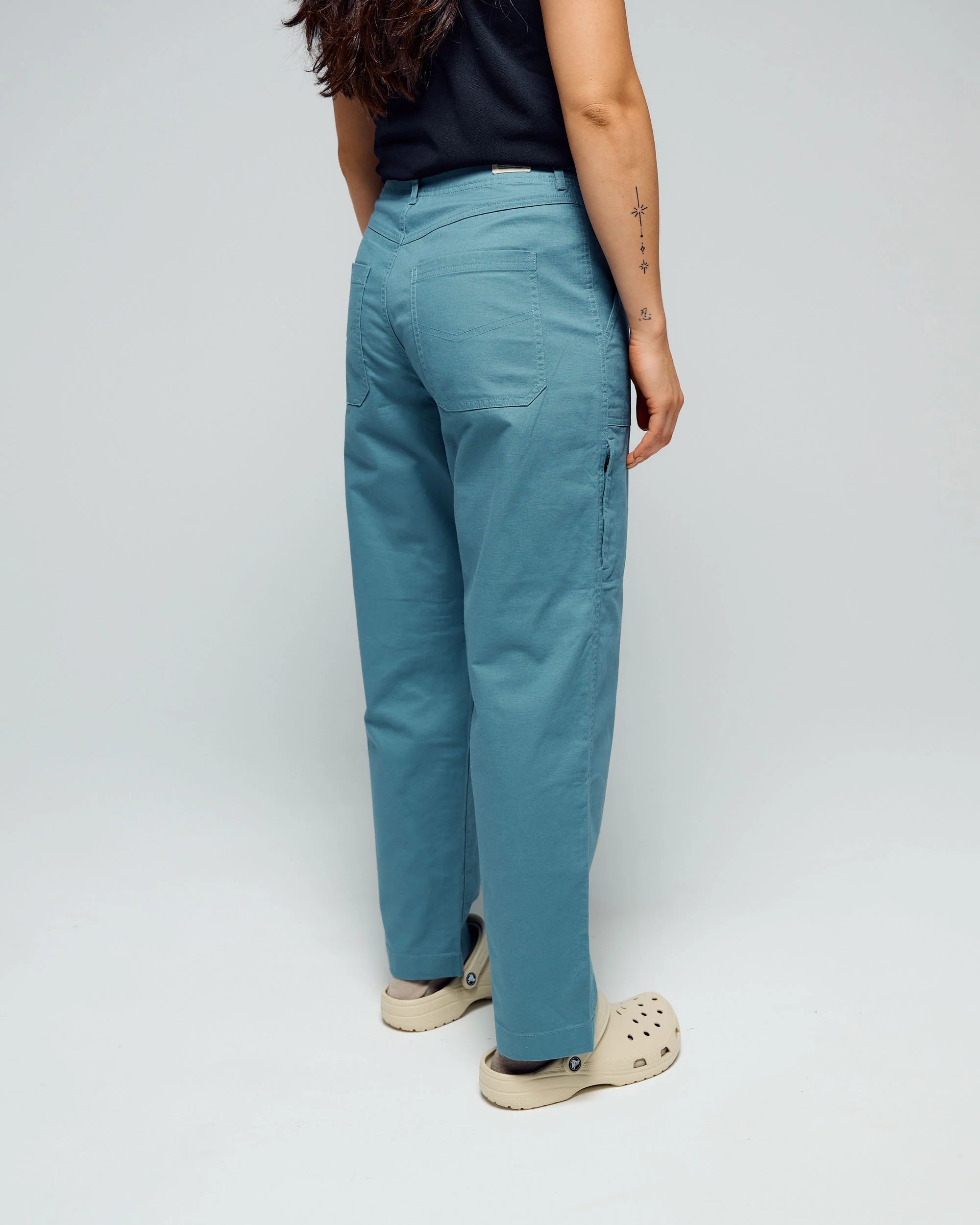Women’s Weekend Cotton Pants  -  Washed Blue - Image 3