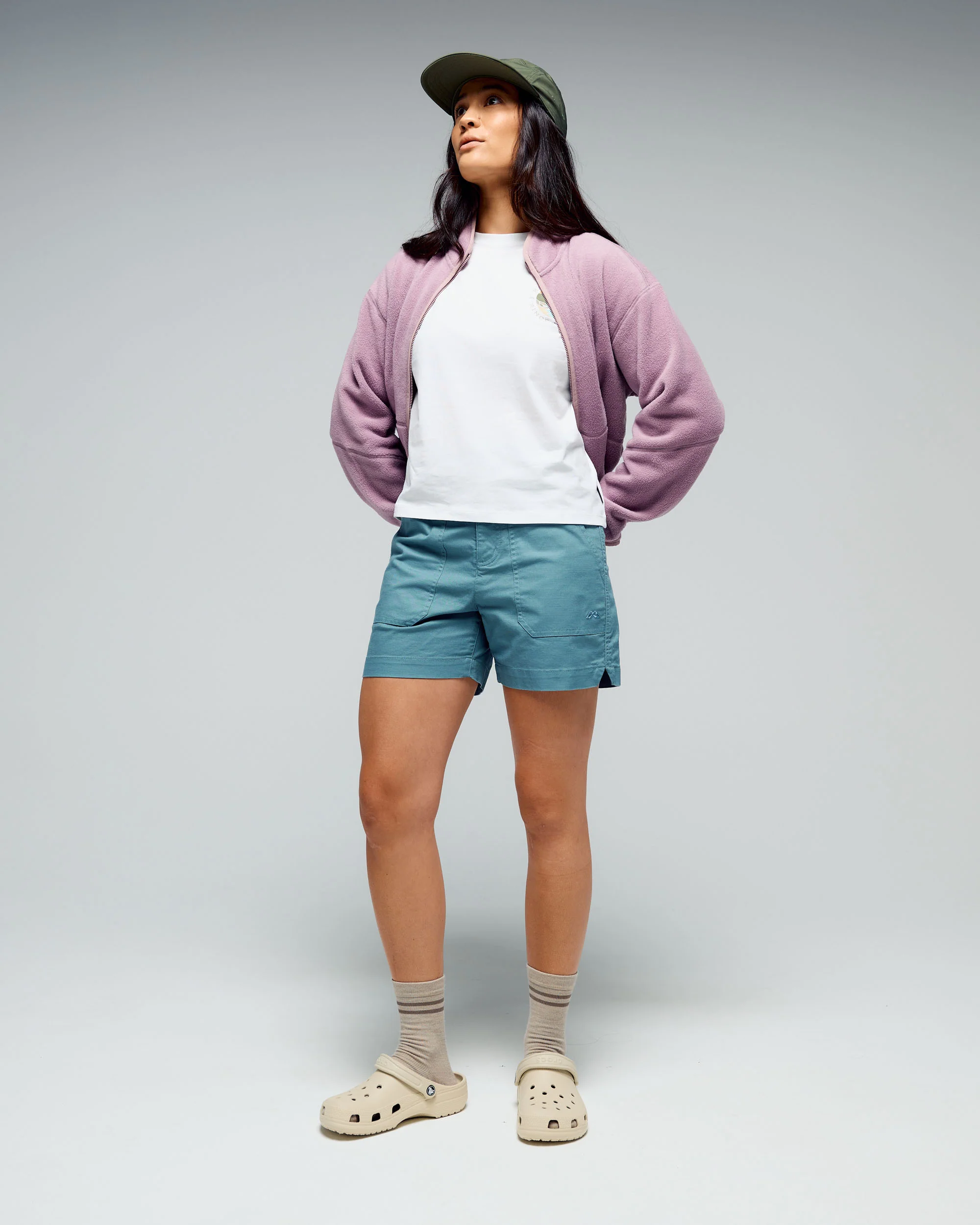 Women’s Weekend Cotton Shorts  -  Washed Blue - Image 2