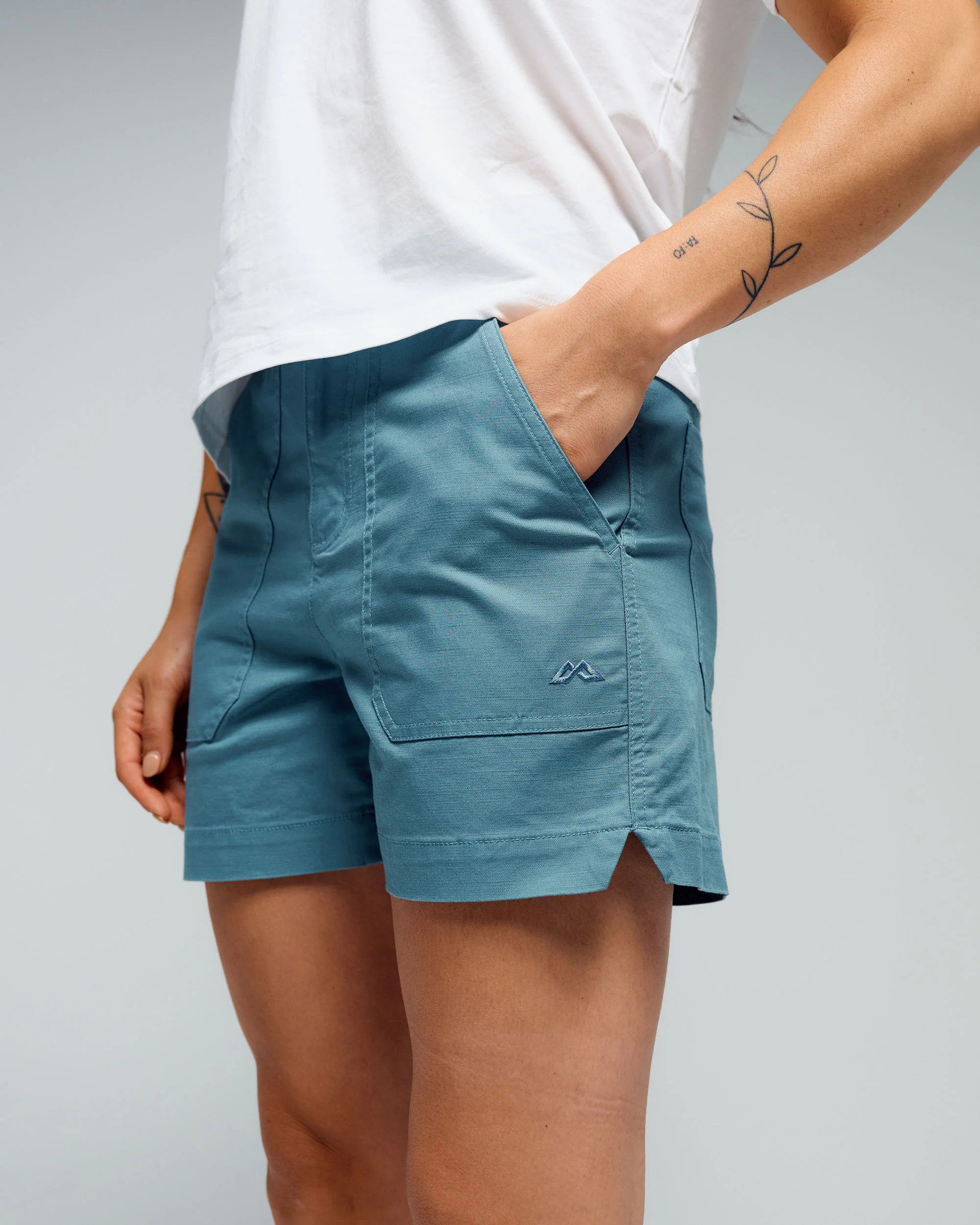 Women’s Weekend Cotton Shorts  -  Washed Blue - Image 4