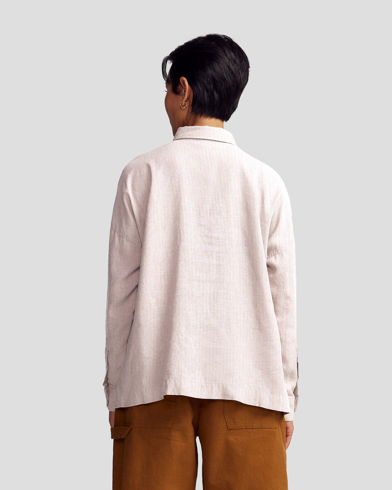 Women’s Weekend Natural Long Sleeve Shirt  -  Shroom Stripe - Image 3