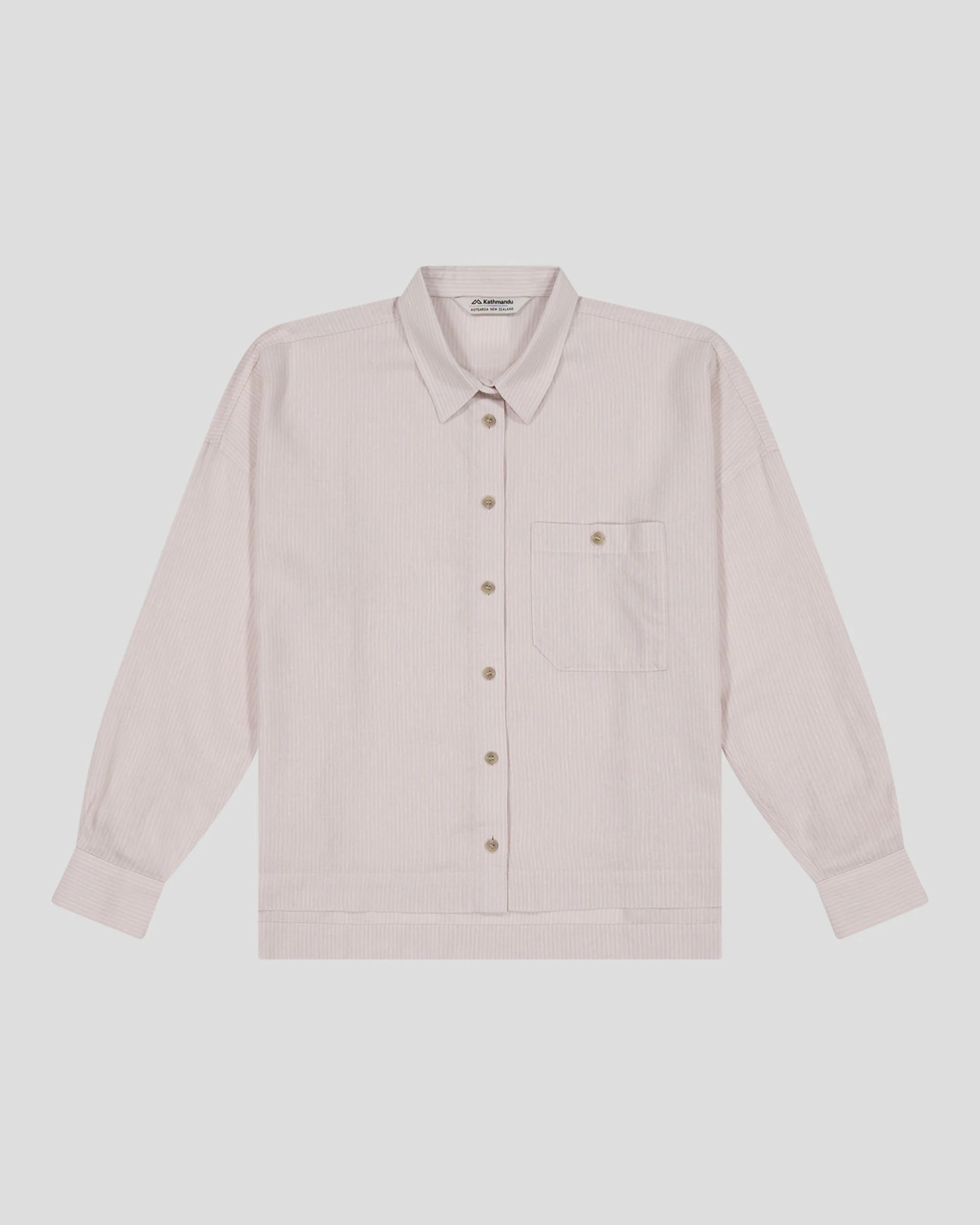 Women’s Weekend Natural Long Sleeve Shirt  -  Shroom Stripe - Image 4